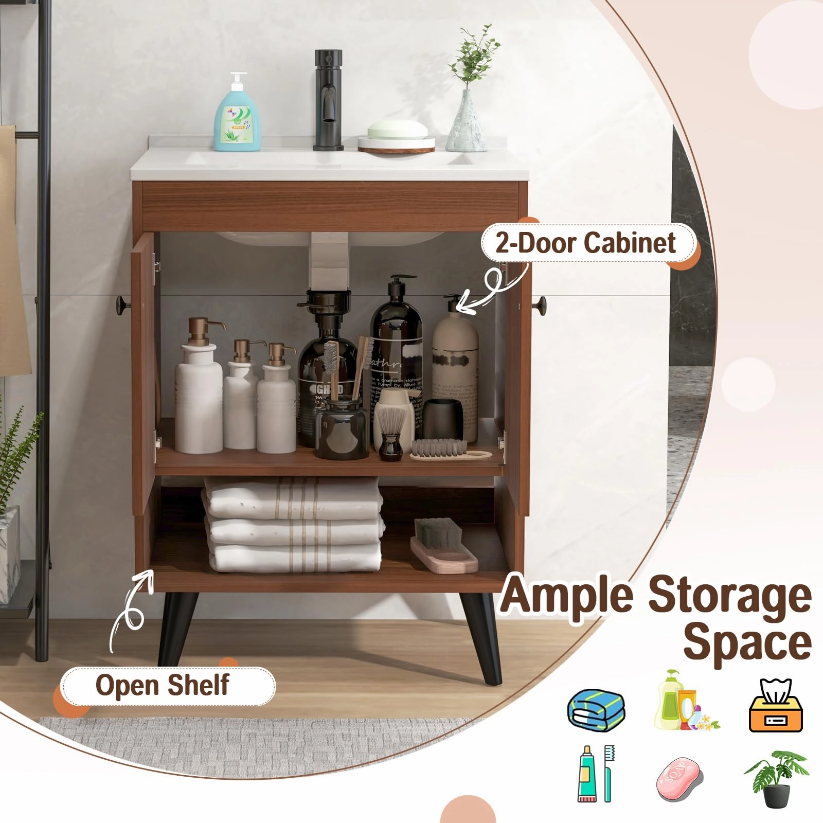 Giantex Bathroom Vanities with Vessel Sink - Bathroom Sink Cabinet with Doors