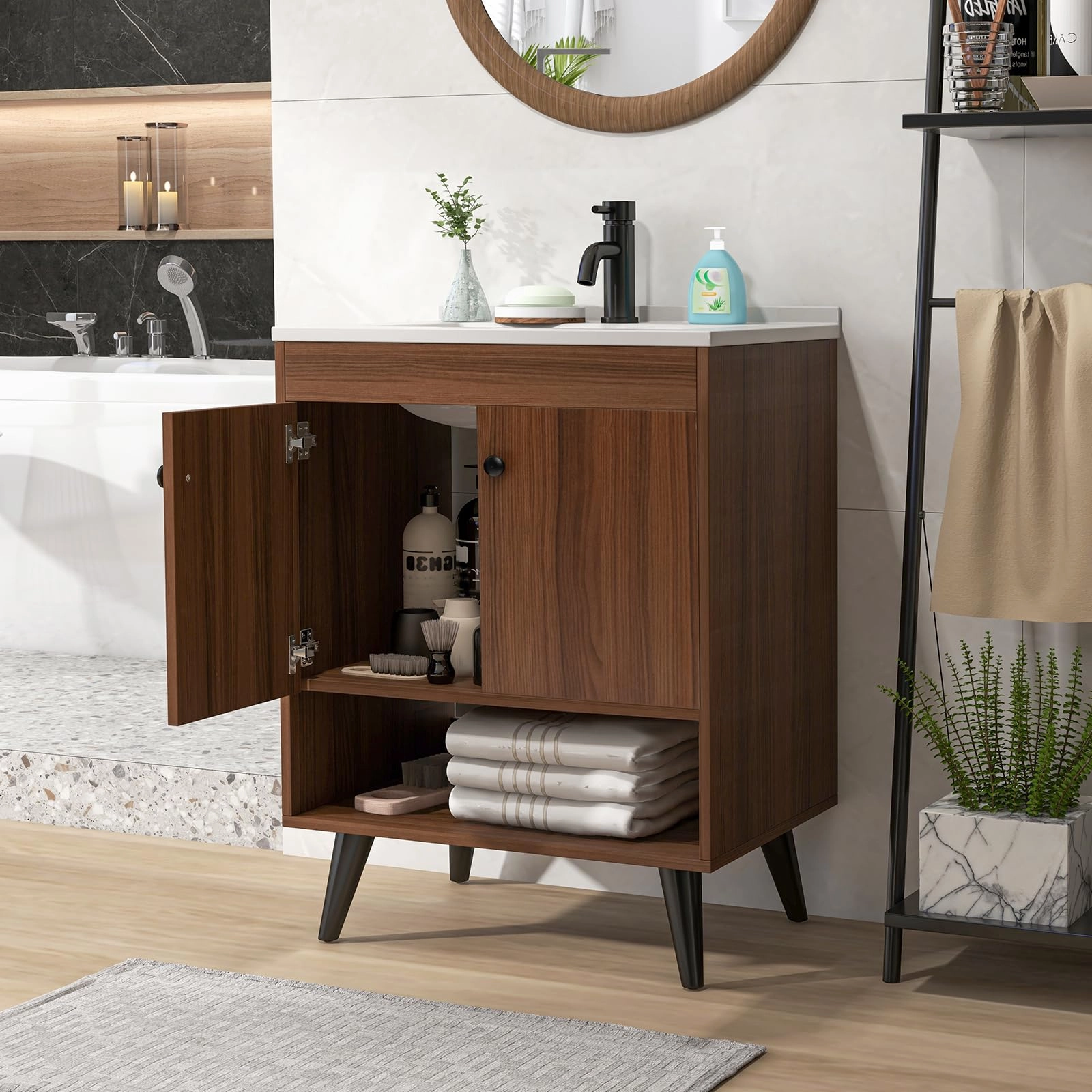 Giantex Bathroom Vanities with Vessel Sink - Bathroom Sink Cabinet with Doors