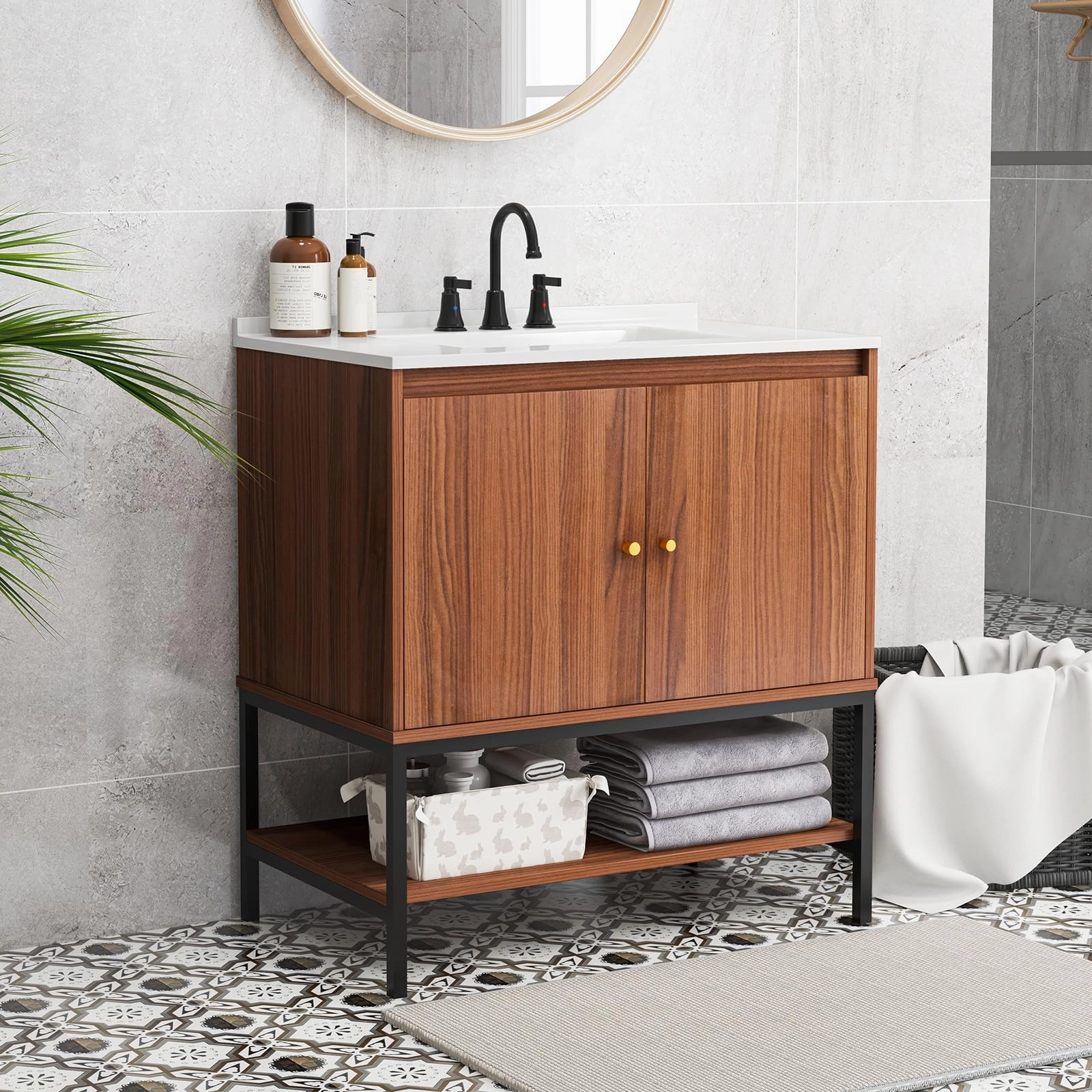 Giantex Bathroom Vanity with Sink Combo - 31" Bathroom Cabinet with Doors bathroom storage cabinet, over toilet storage