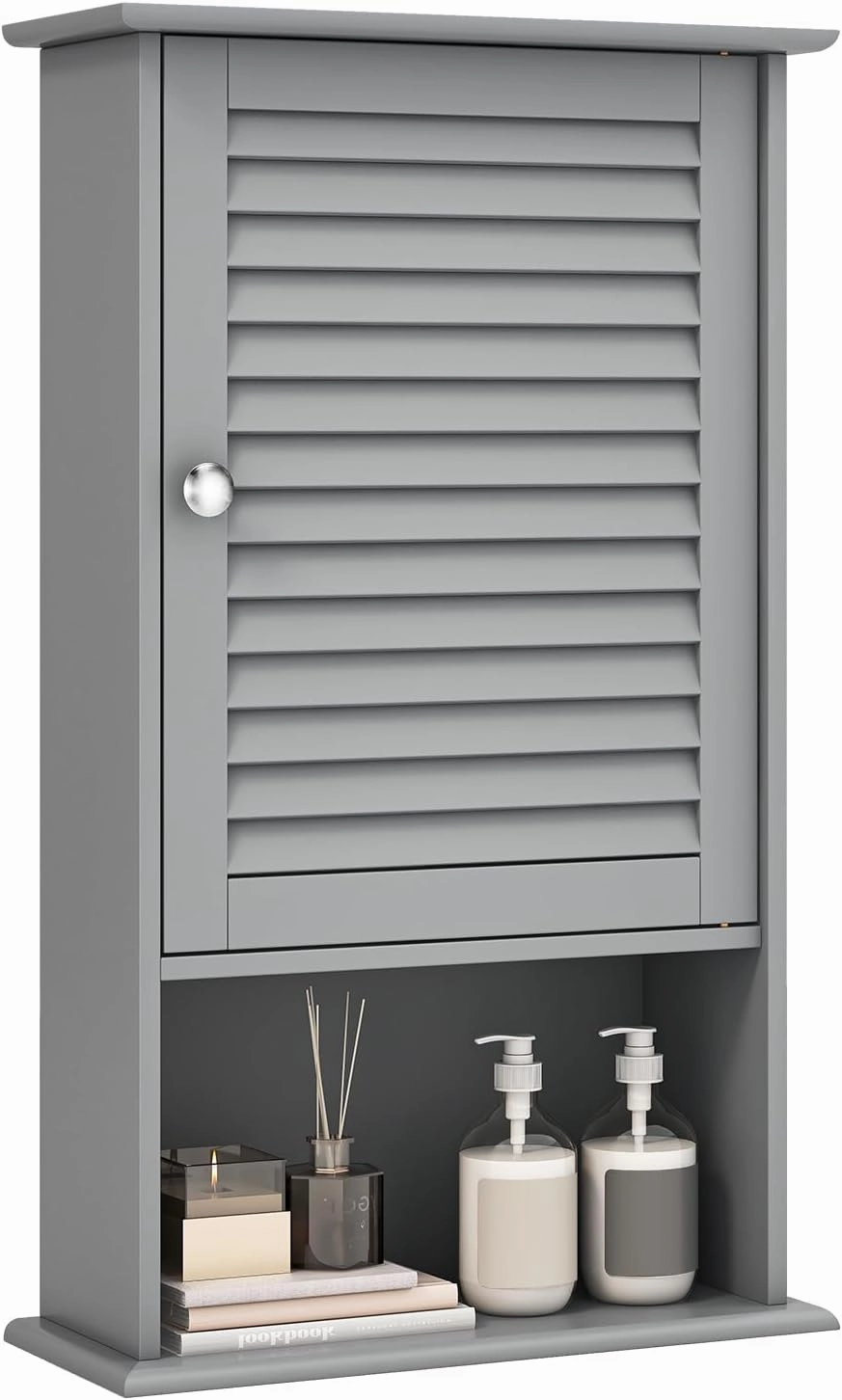 Giantex Bathroom Wall Mount Cabinet - Over The Toilet Storage Organizer with Single Door and Adjustable Shel