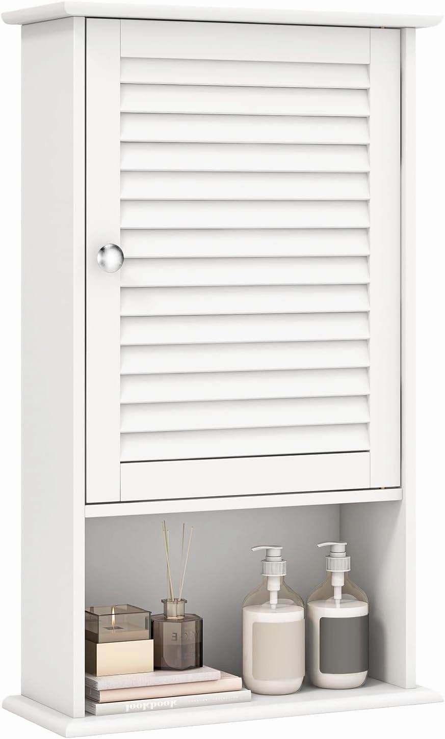 Giantex Bathroom Wall Mount Cabinet - Over The Toilet Storage Organizer with Single Door and Adjustable Shel