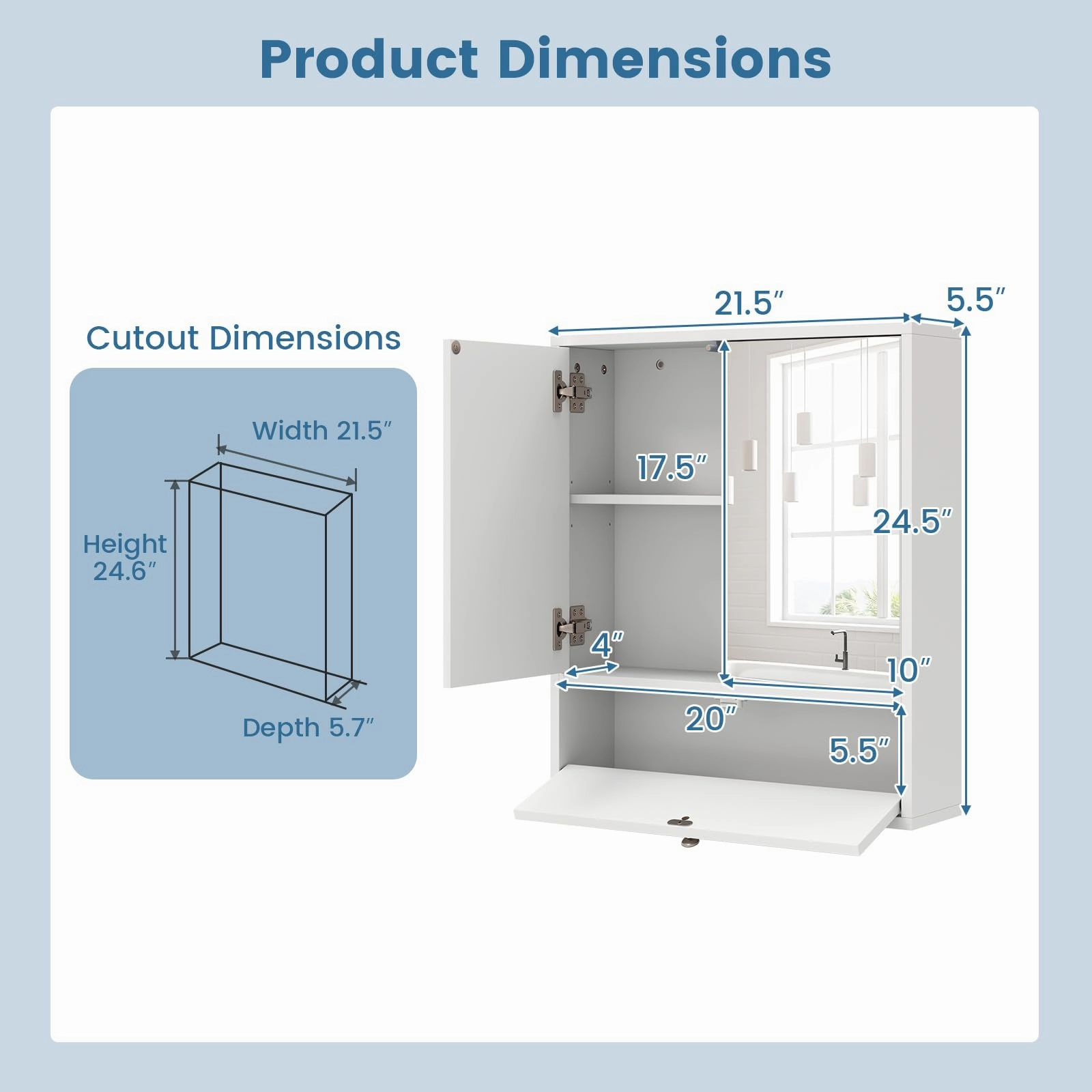 Giantex Bathroom Wall Mount Cabinet with Mirrored Doors