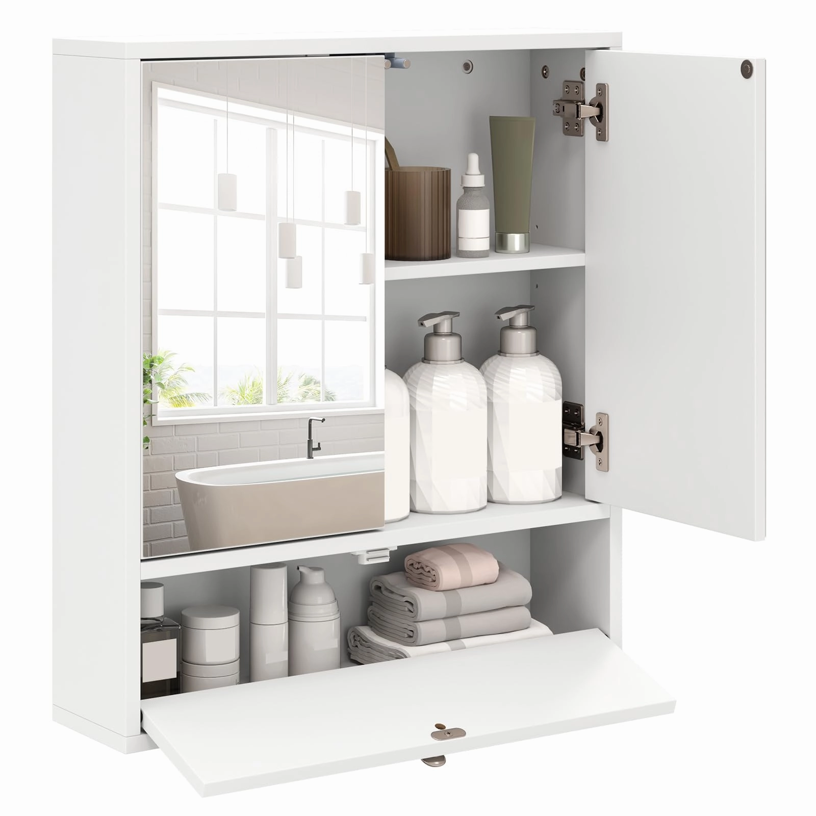 Giantex Bathroom Wall Mount Cabinet with Mirrored Doors bathroom storage cabinet, over toilet storage