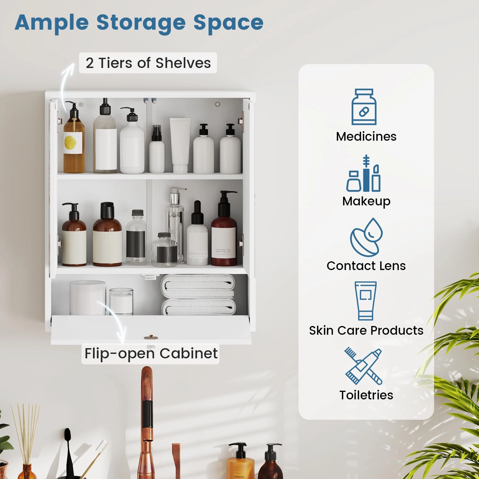 Giantex Bathroom Wall Mount Cabinet with Mirrored Doors