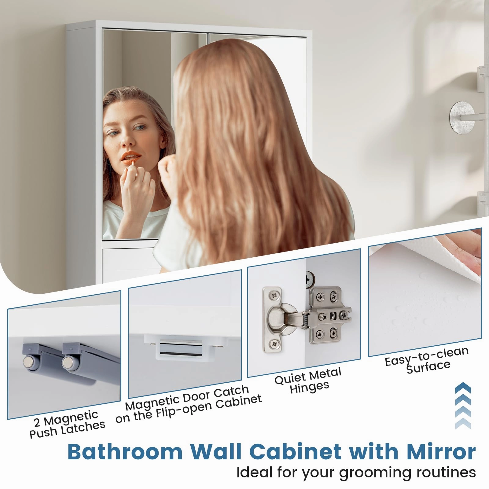 Giantex Bathroom Wall Mount Cabinet with Mirrored Doors