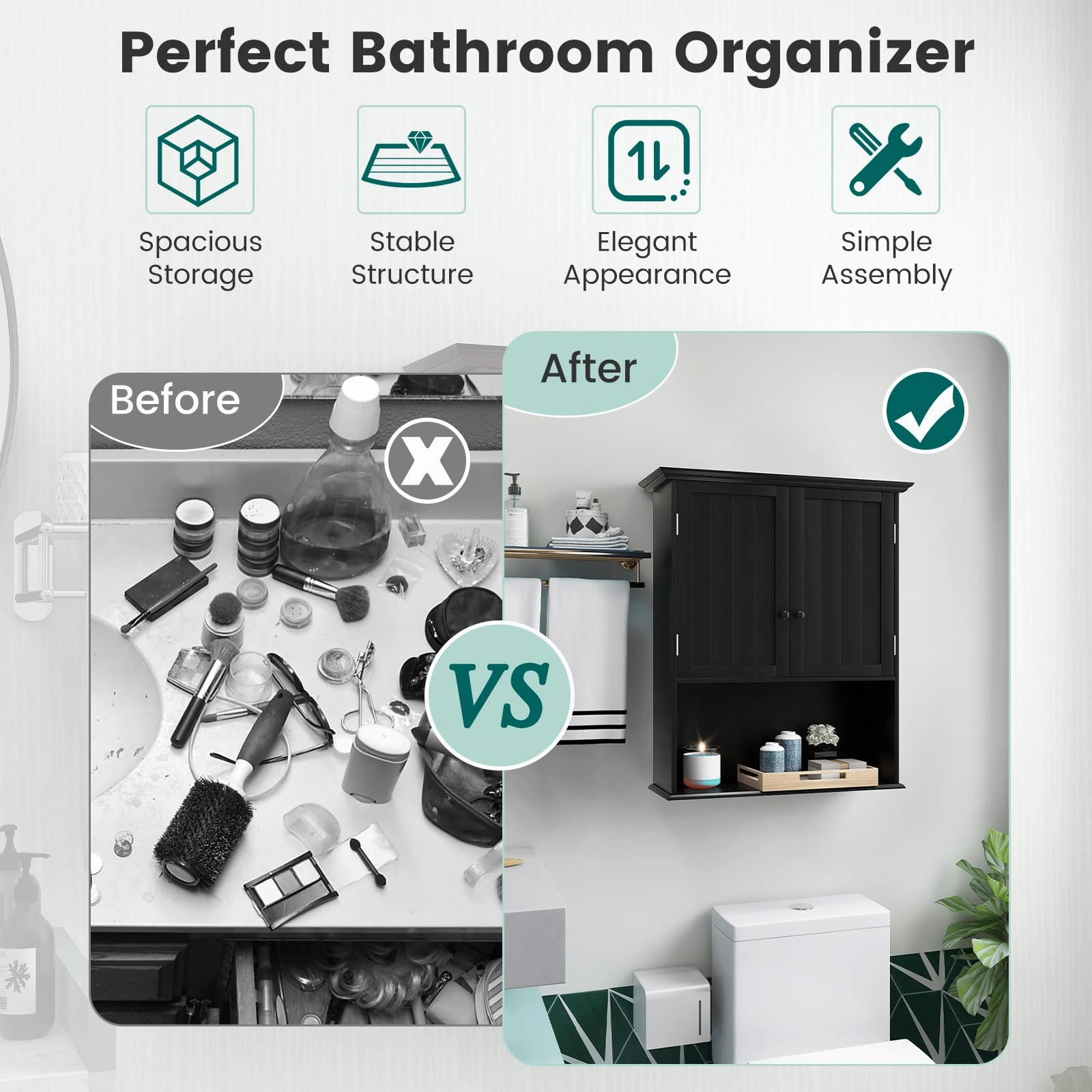 Giantex Bathroom Wall Mounted Cabinet - Storage Cabinet w/Adjustable Shelf
