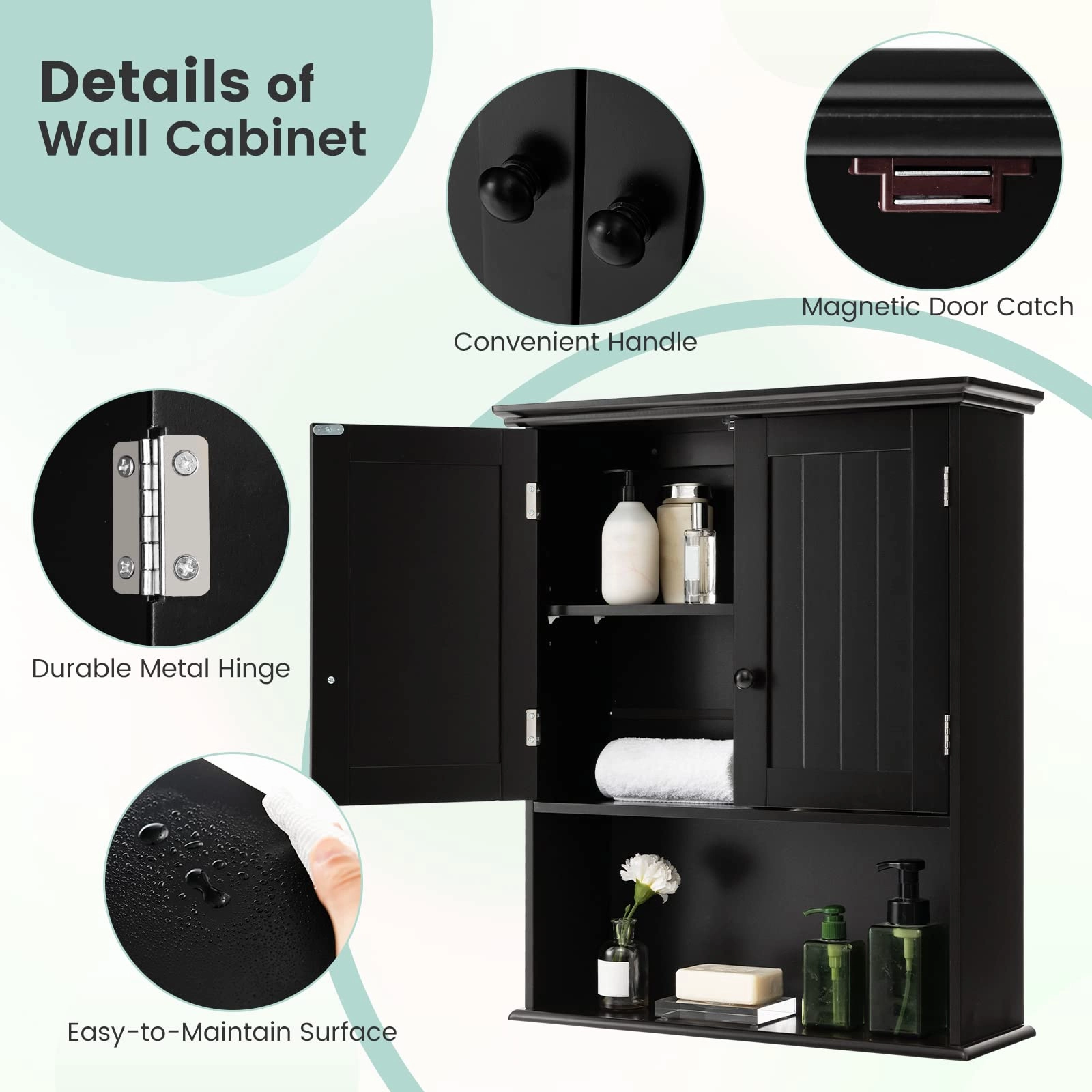 Giantex Bathroom Wall Mounted Cabinet - Storage Cabinet w/Adjustable Shelf