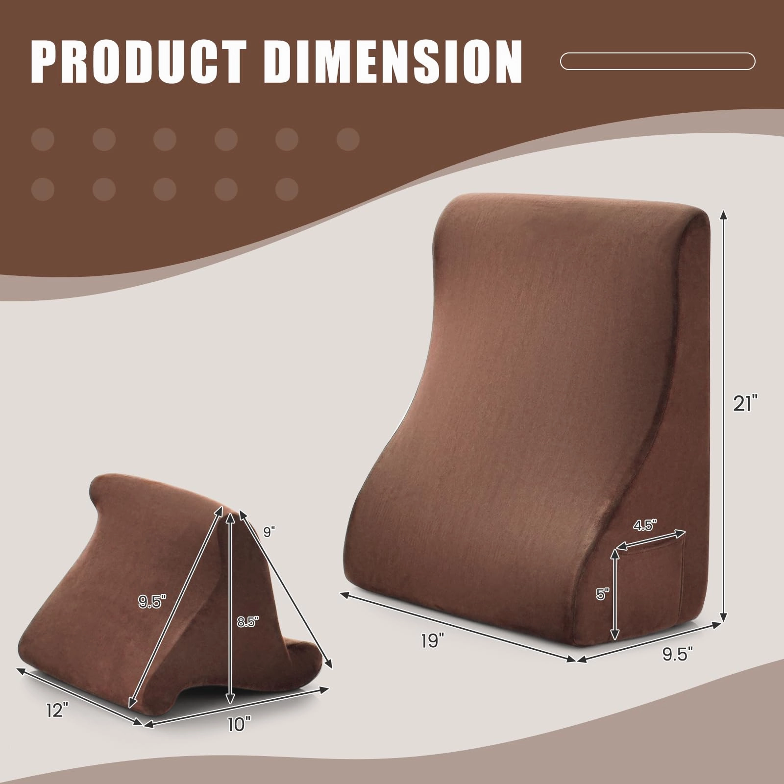 Giantex Bed Wedge Pillow for Sleeping, 7.5 Inch Triangle Pillow Wedge for Neck Back Leg Support