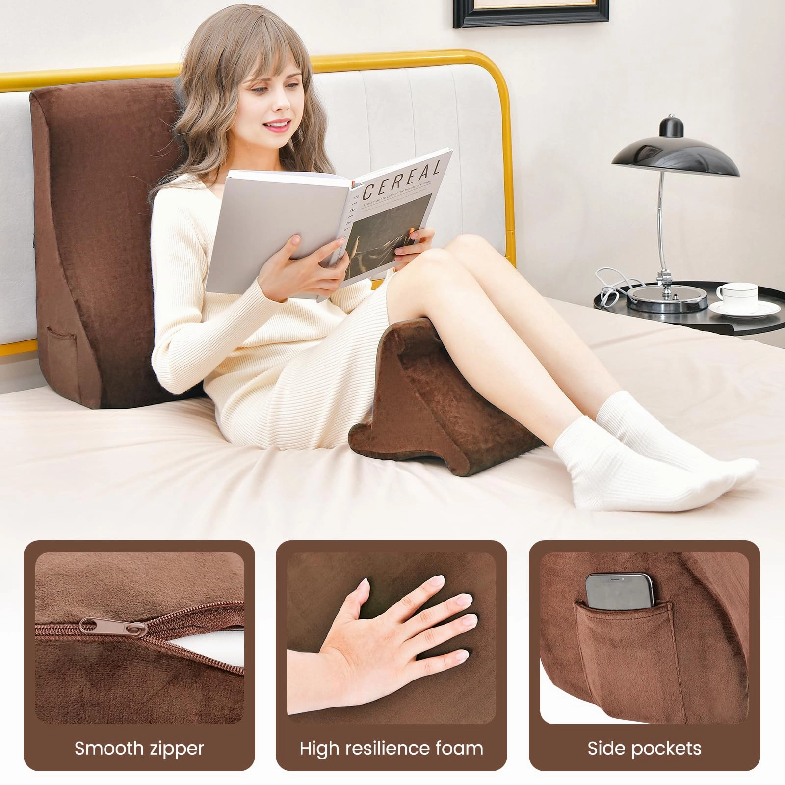 Giantex Bed Wedge Pillow for Sleeping, 7.5 Inch Triangle Pillow Wedge for Neck Back Leg Support