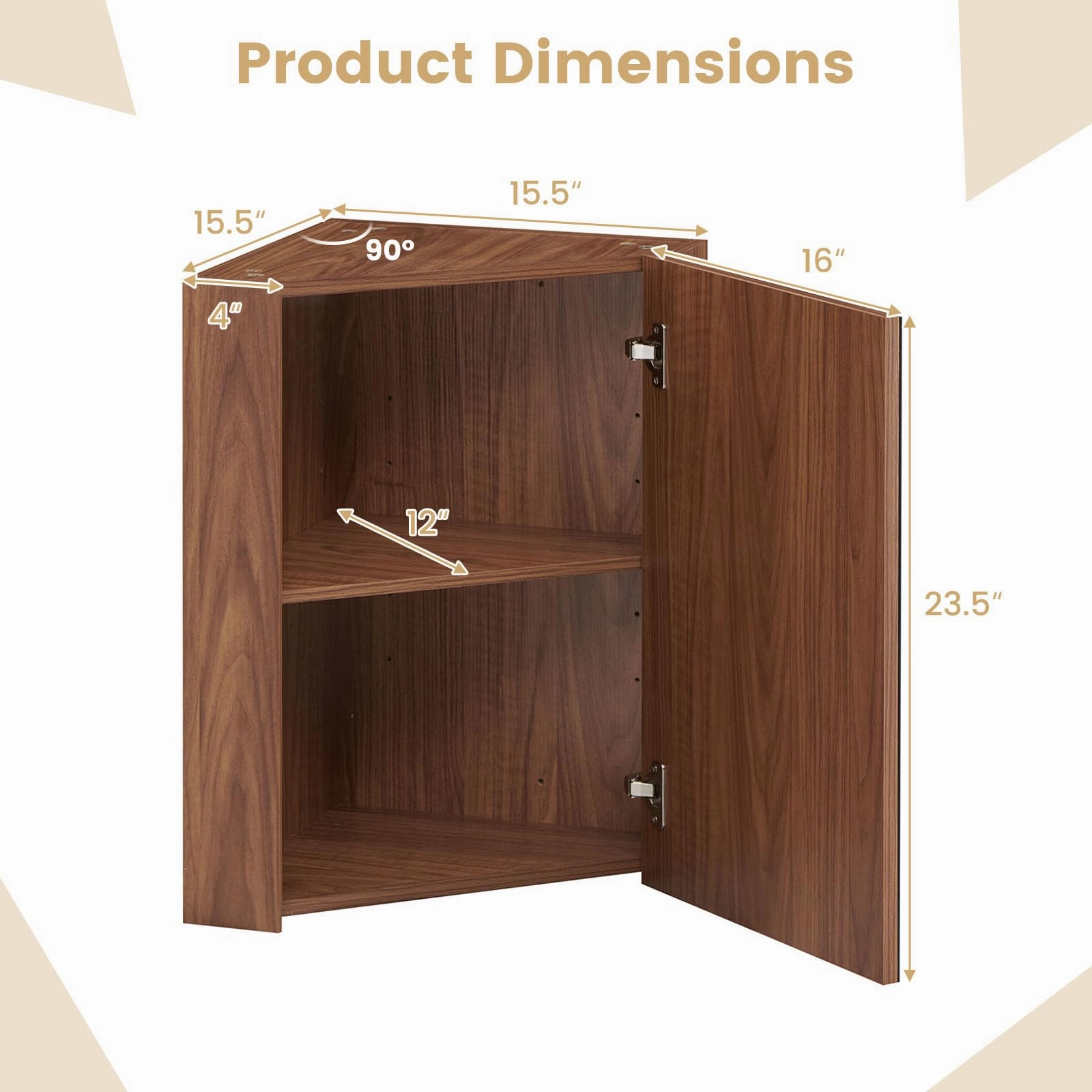 Giantex Corner Medicine Cabinet, 23.5 Over The Toilet Storage Cabinet with Mirror Door, Adjustable Shelf