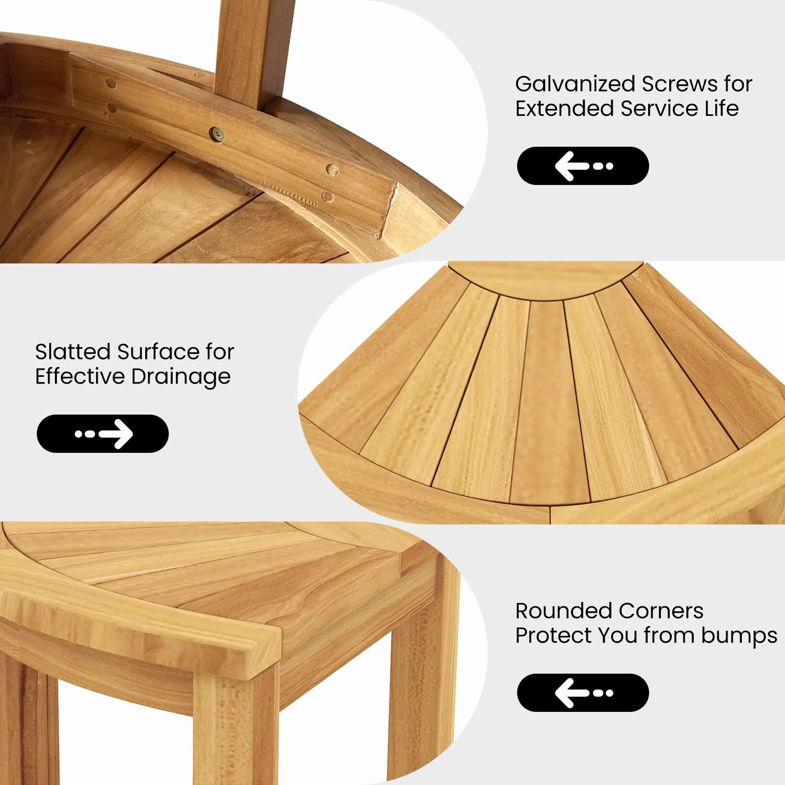 Giantex Corner Shower Stool - Teak Wood Shower Bench Seat with Storage Shelf for Shaving Legs
