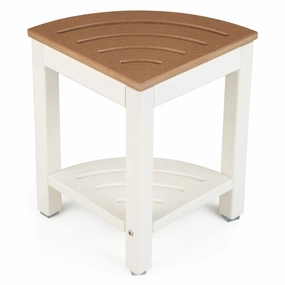Giantex Corner Shower Stool Waterproof - HDPE Shower Bench Seat with Storage Shelf bench seat, tufted bench