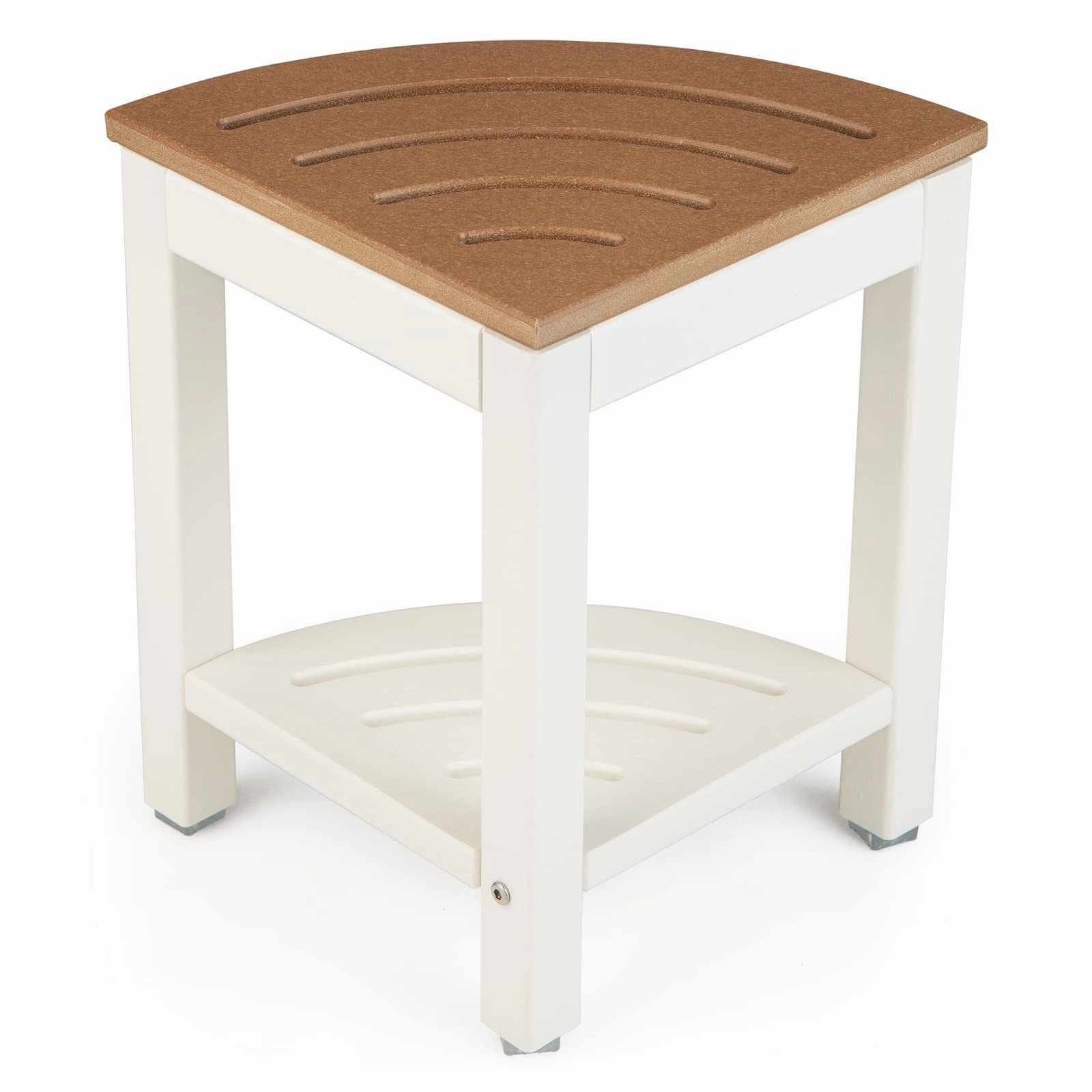 Giantex Corner Shower Stool Waterproof - HDPE Shower Bench Seat with Storage Shelf bench seat, tufted bench