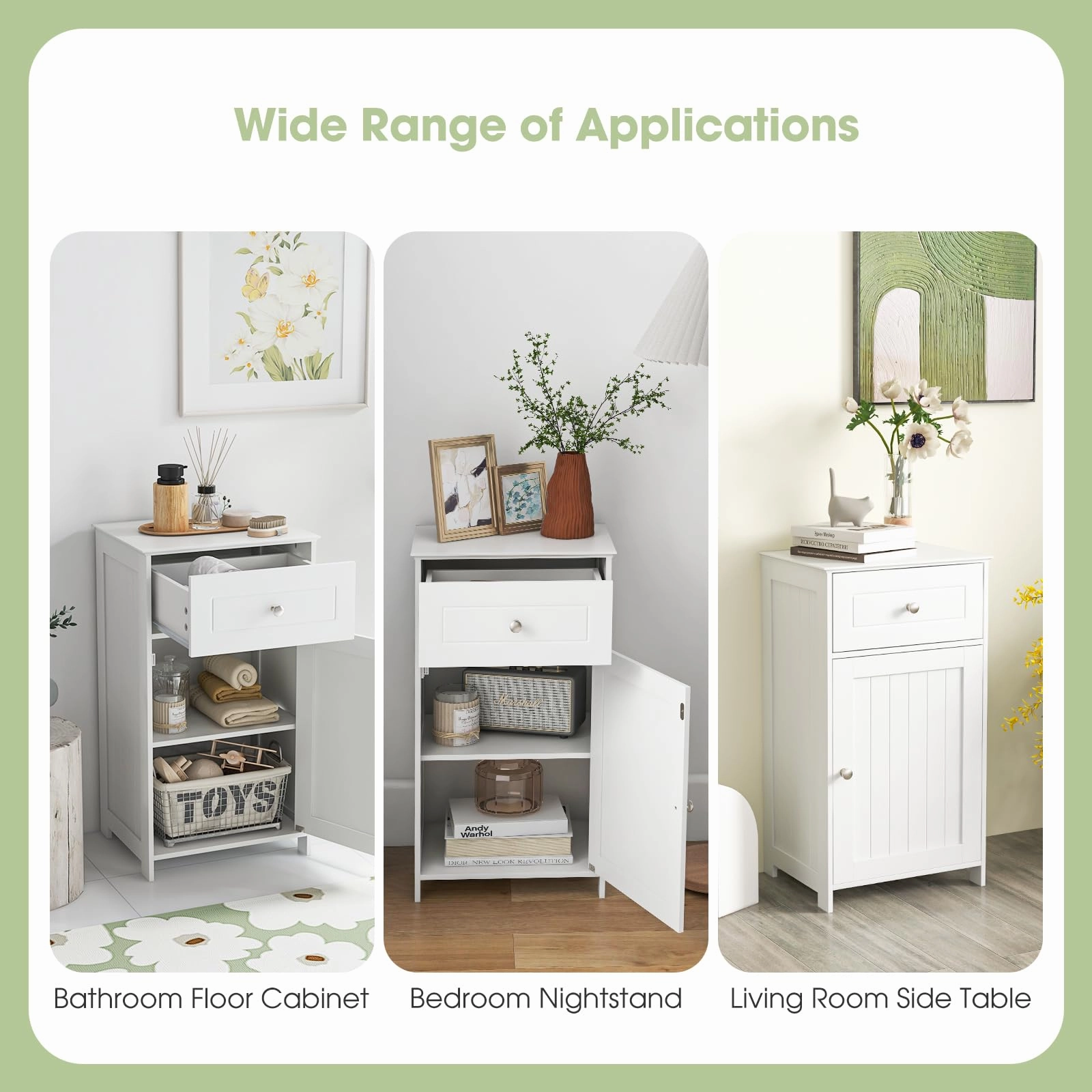 Giantex Floor Bathroom Storage Cabinet Freestanding Cabinet with Drawer
