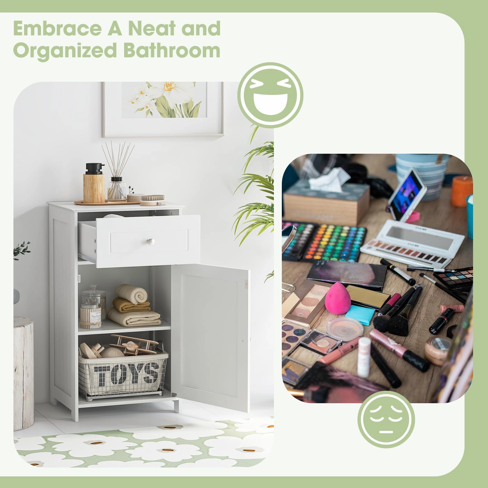 Giantex Floor Bathroom Storage Cabinet Freestanding Cabinet with Drawer