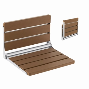 Giantex Folding Shower Seat Wall Mounted, Home Care Foldable Shower Stool for Inside Shower Waterproof bench seat, tufted bench