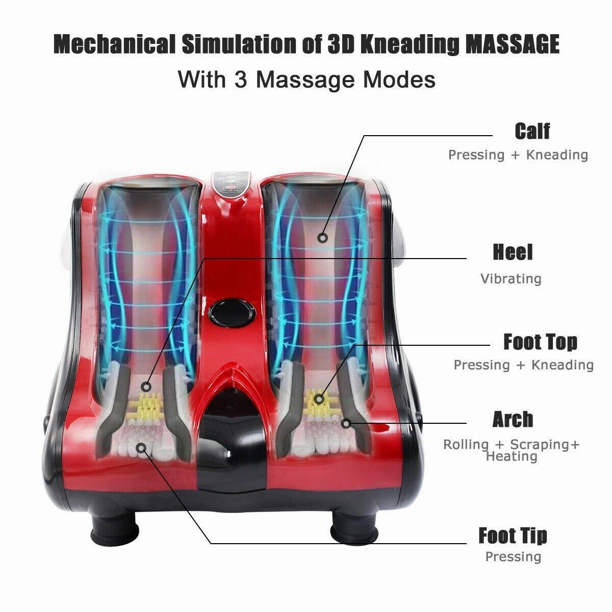 Giantex Foot Calf Leg Massager Machine, Shiatsu Kneading Rolling Vibration Heating