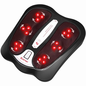 Giantex Foot Massager Shiatsu Feet Spa with Infrared Heating&18 Massage Nodes, Black folding chair, portable chair