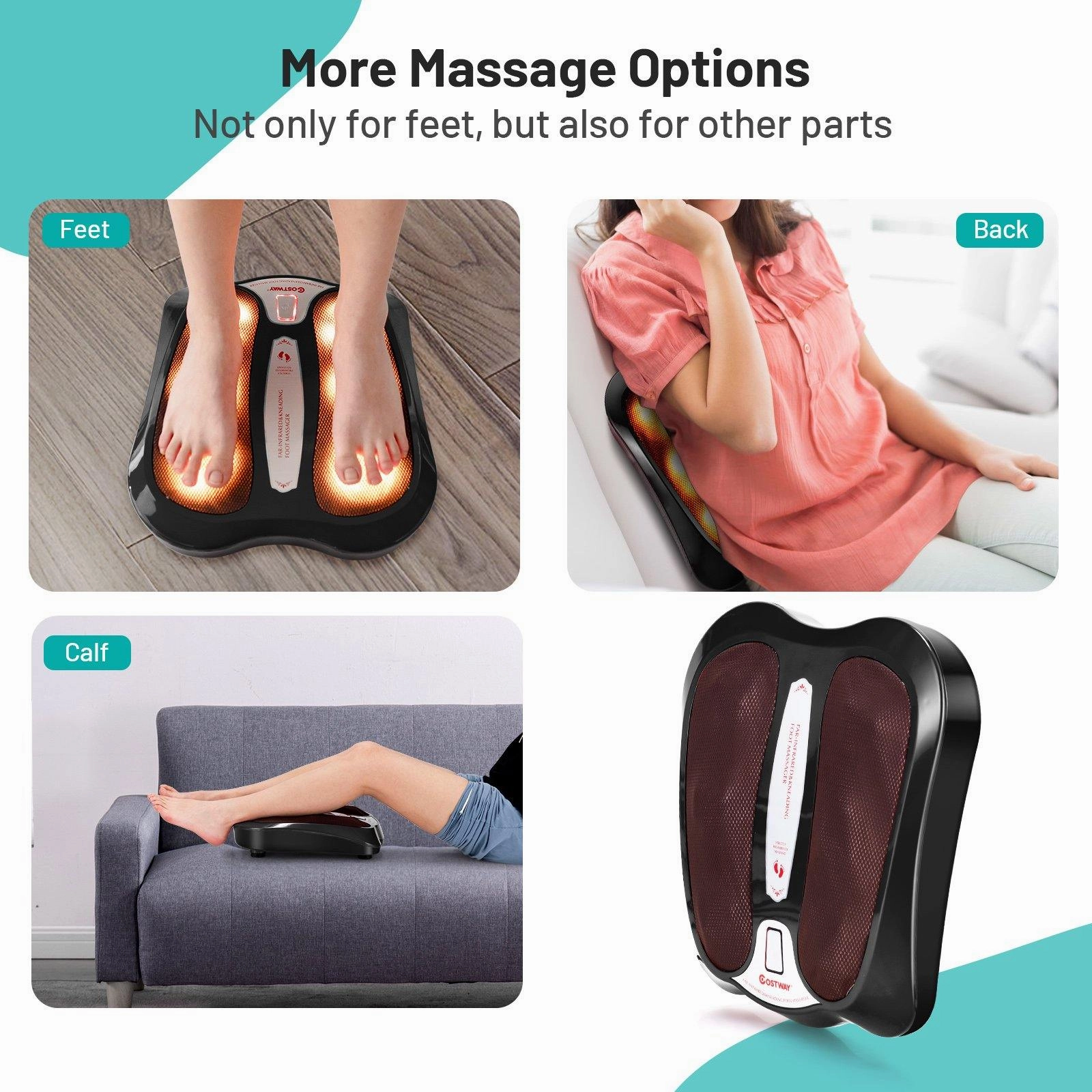 Giantex Foot Massager Shiatsu Feet Spa with Infrared Heating&18 Massage Nodes, Black