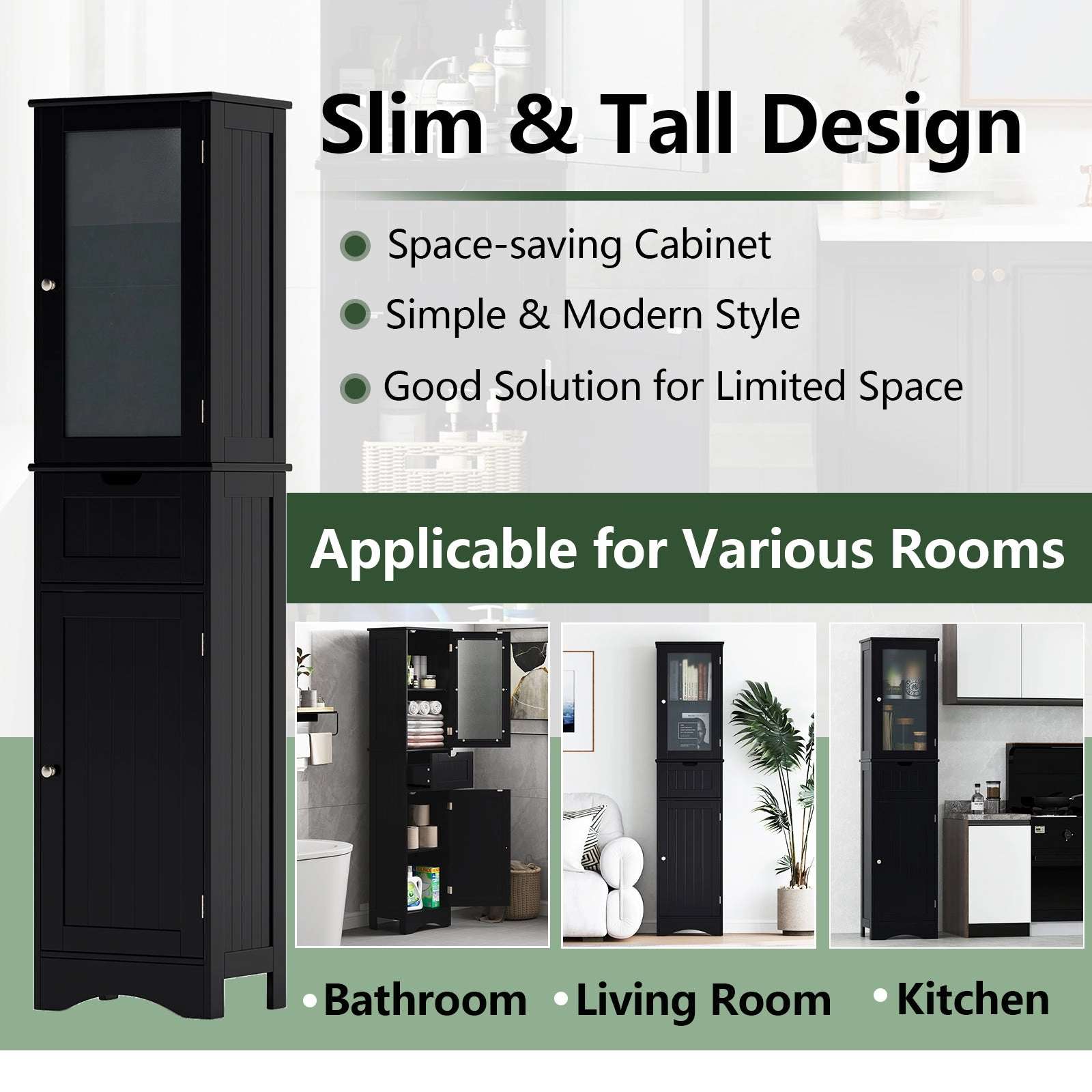 Giantex Freestanding Bathroom Storage Cabinet