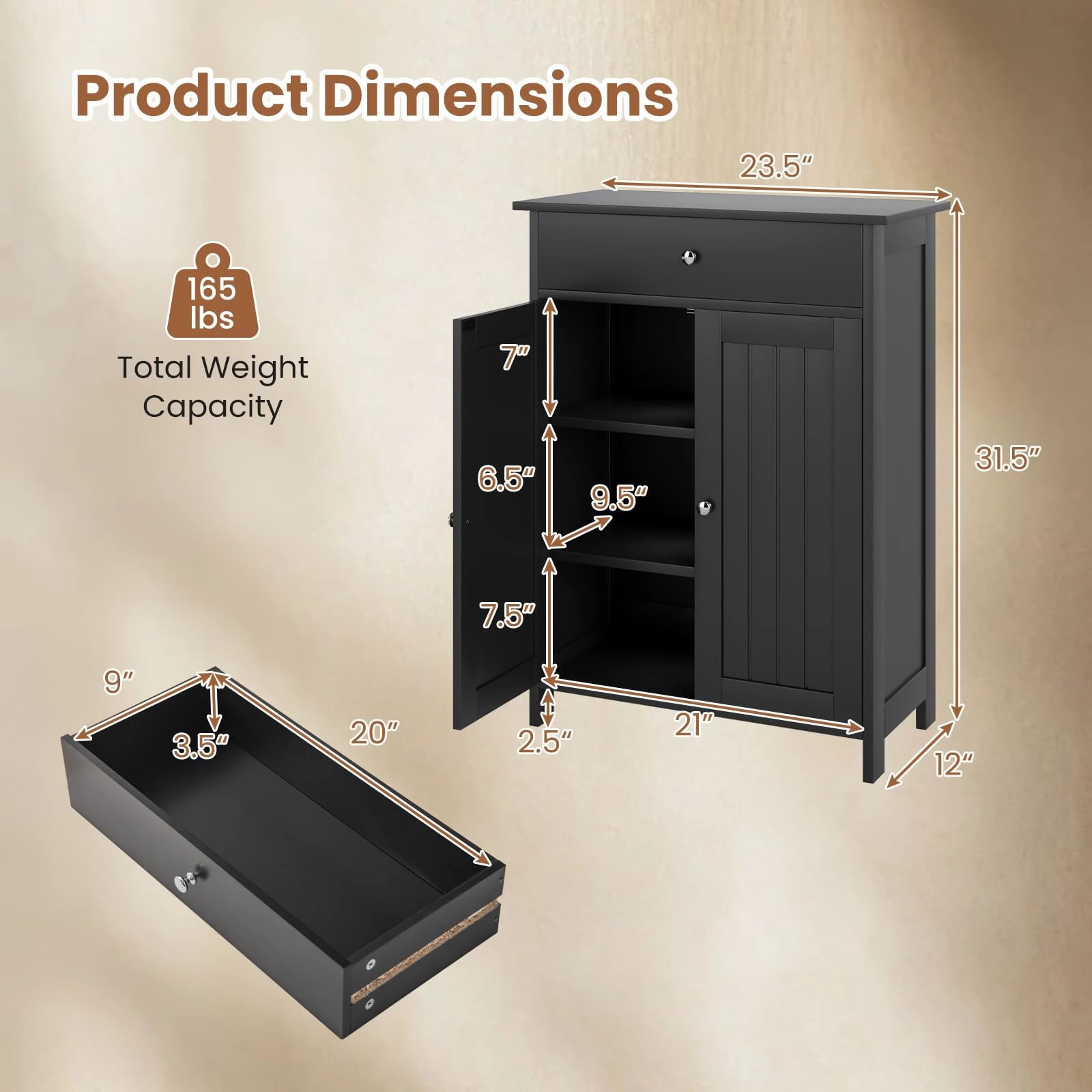 Giantex  Freestanding Bathroom Storage Cabinet