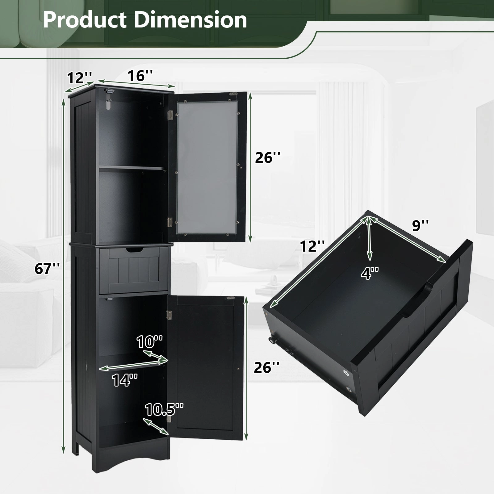 Giantex Freestanding Bathroom Storage Cabinet