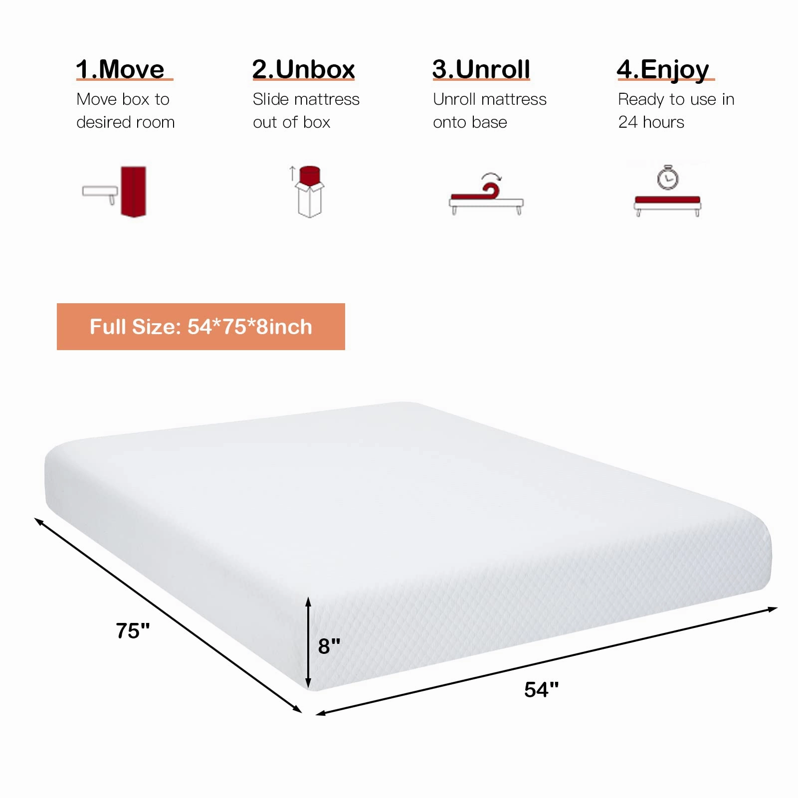 Giantex Full Mattress 8 Inch, Air Foam for Cool Sleep & Spine Protection