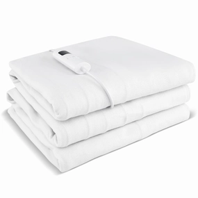 Giantex Heated Mattress Pad, 9 Heat Setting, 9-Hour Auto Off, Overheat Protection, White, Twin Size, 76 x 39 nightstand, bedside table