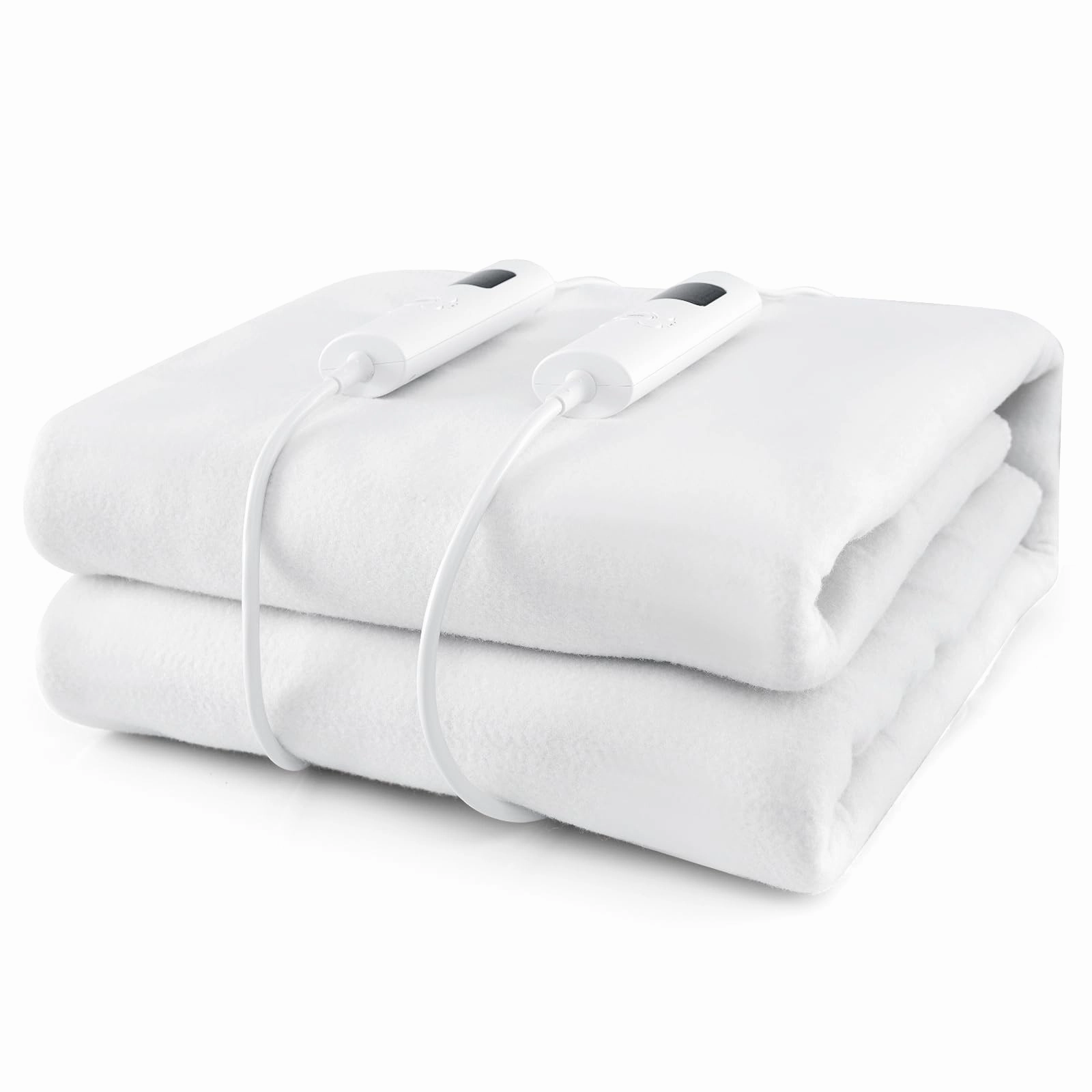 Giantex Heated Mattress Pad, Machine Washable Bed Warmer with Dual Controller nightstand, bedside table