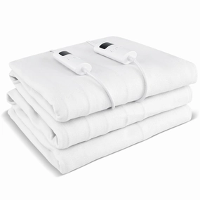 Giantex Heated Mattress Pad, Machine Washable Bed Warmer with Dual Controller, 9 Heat Setting, White, Queen Size, 80 x 60 nightstand, bedside table
