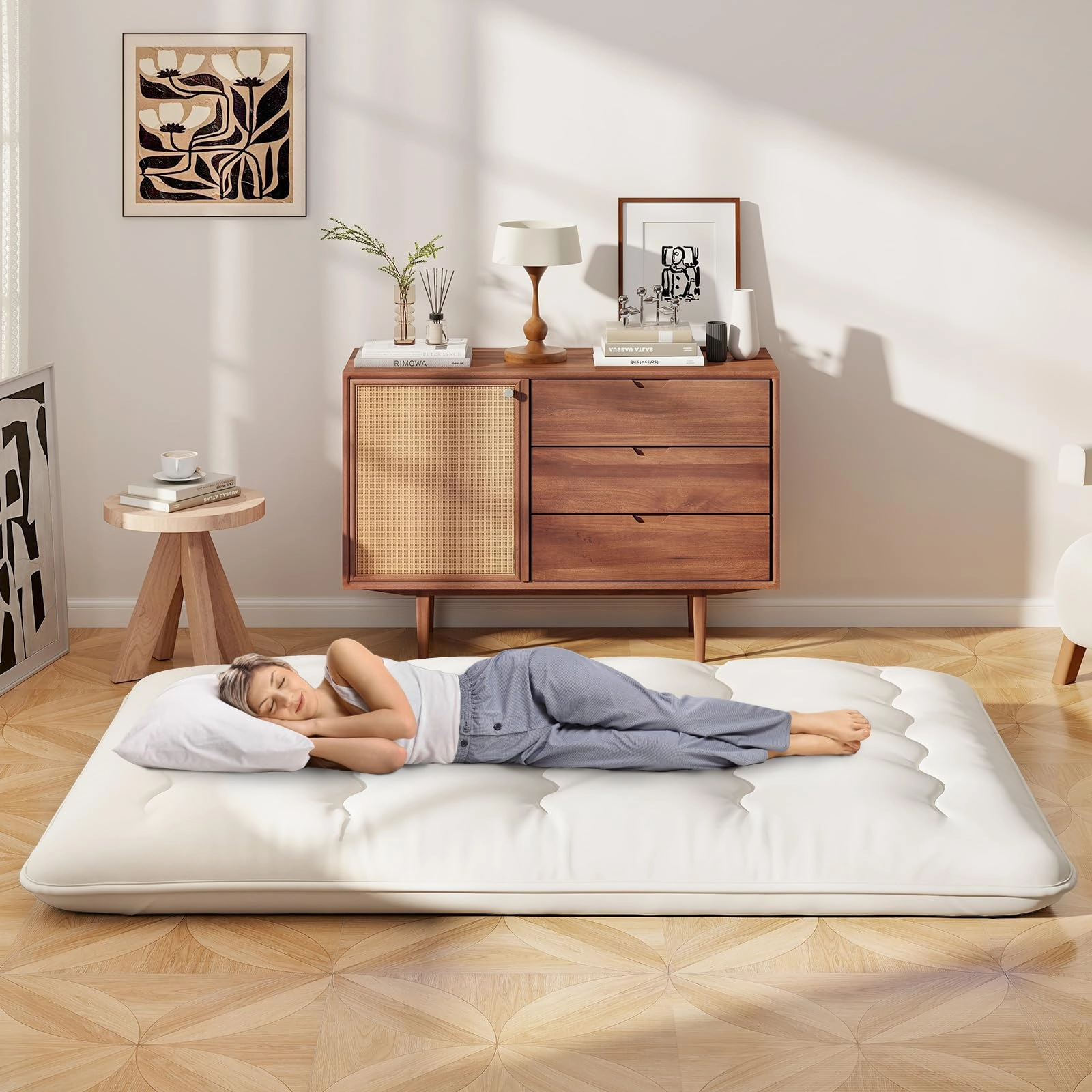 Giantex Japanese Floor Mattress Futon Mattress, Roll Up Mattress Tatami Mat with Washable Cover and Carry Bag