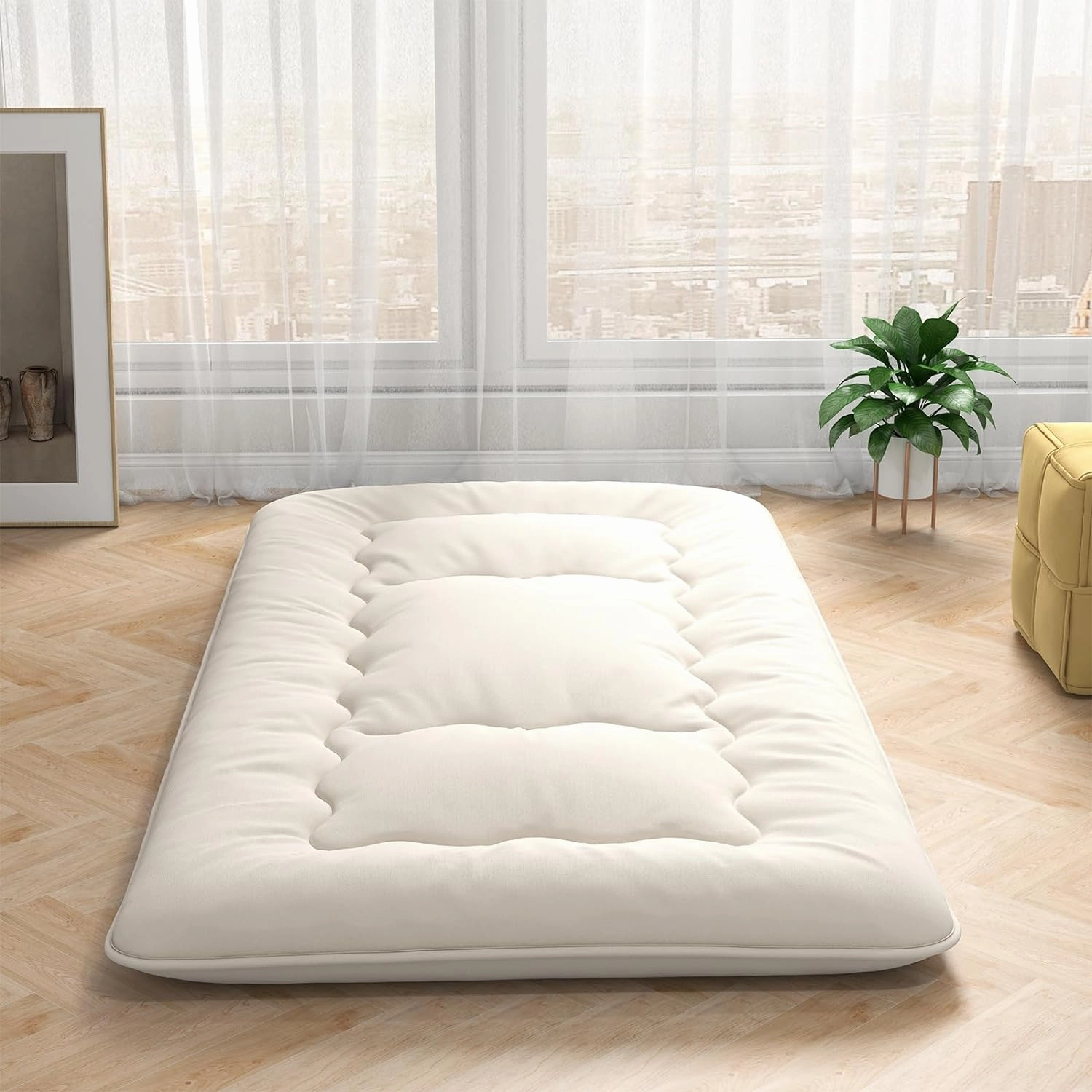 Giantex Japanese Floor Mattress Futon Mattress, Roll Up Mattress Tatami Mat with Washable Cover and Carry Bag