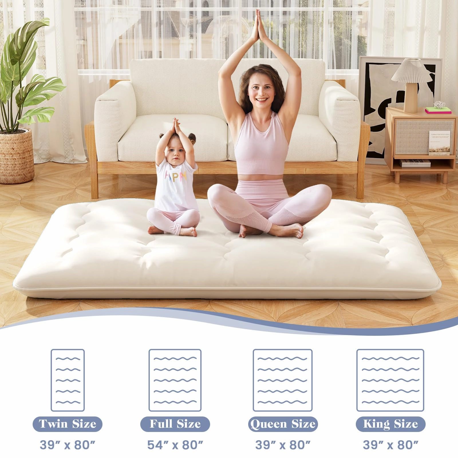 Giantex Japanese Floor Mattress Futon Mattress, Roll Up Mattress Tatami Mat with Washable Cover and Carry Bag