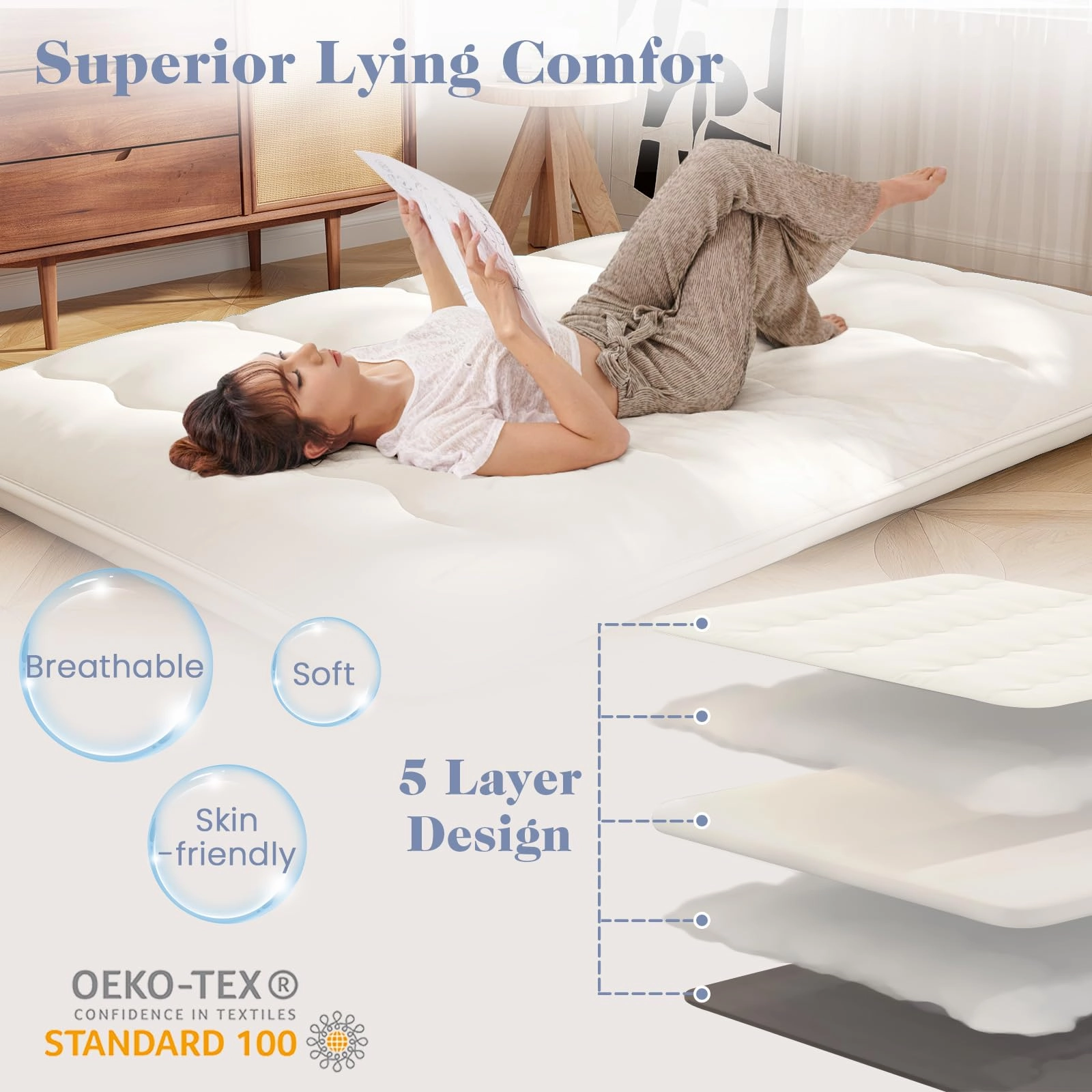Giantex Japanese Floor Mattress Futon Mattress, Roll Up Mattress Tatami Mat with Washable Cover and Carry Bag