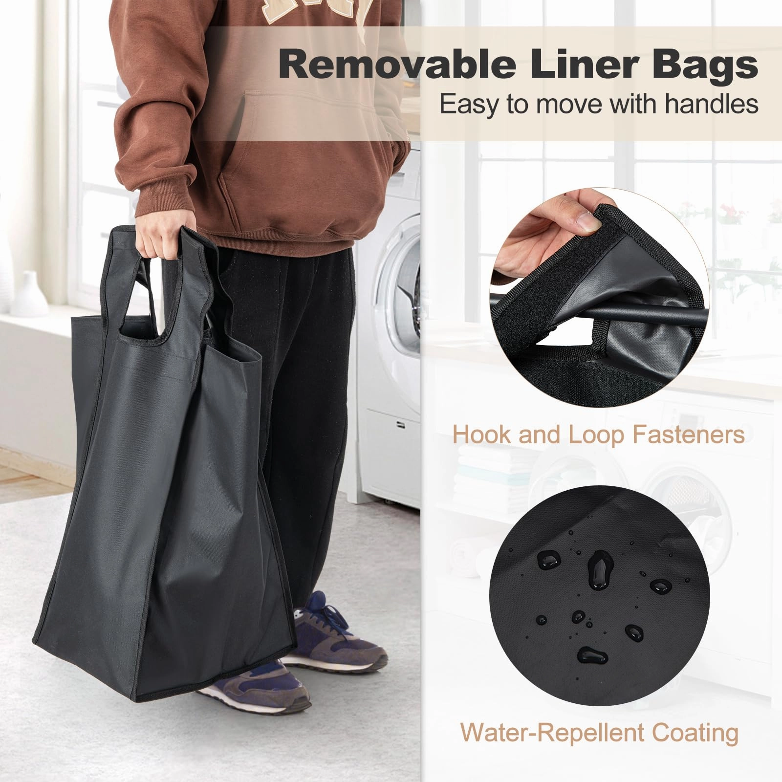 Giantex Laundry Hamper, Laundry Basket Organizer with 3 Pull-Out Removable Bags