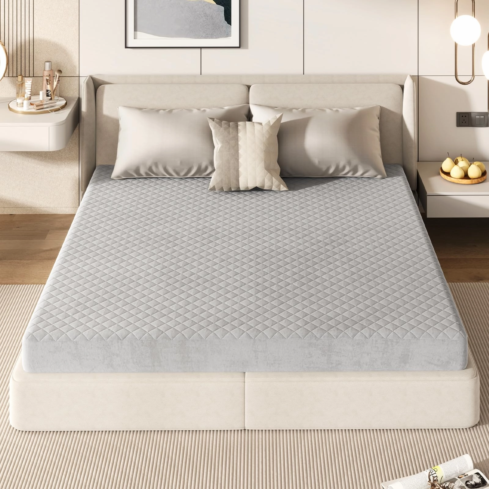 Giantex Mattress Topper Cover, Soft Velvet Mattress Protector with Deep Pockets