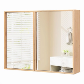 Giantex Medicine Cabinet, Bathroom Medicine Cabinet with Mirror, Reversible Double Door, 2 Adjustable Shelves bathroom storage cabinet, over toilet storage