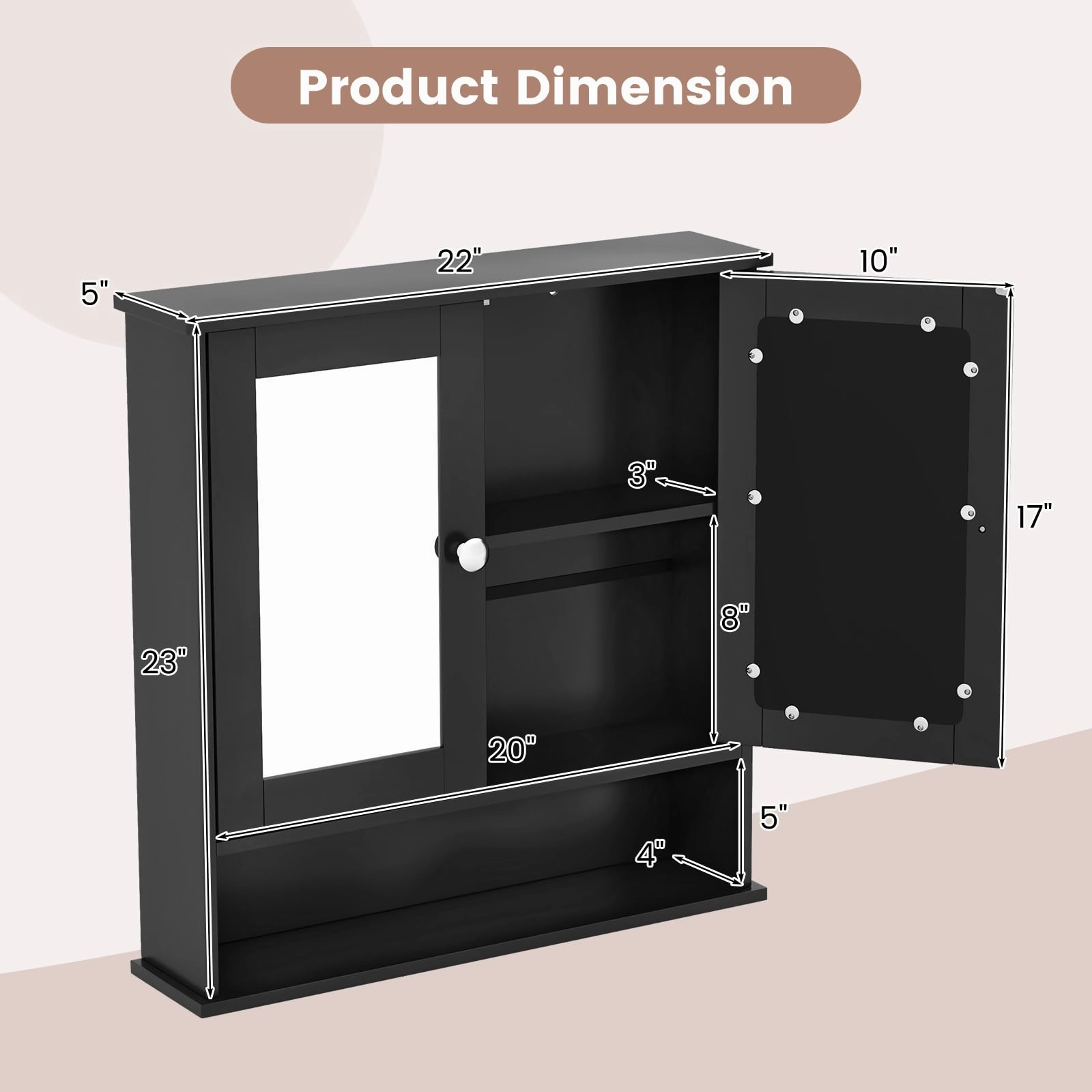 Giantex Medicine Cabinet, Bathroom Wall Cabinet with 2 Mirrored Doors, Adjustable Shelf