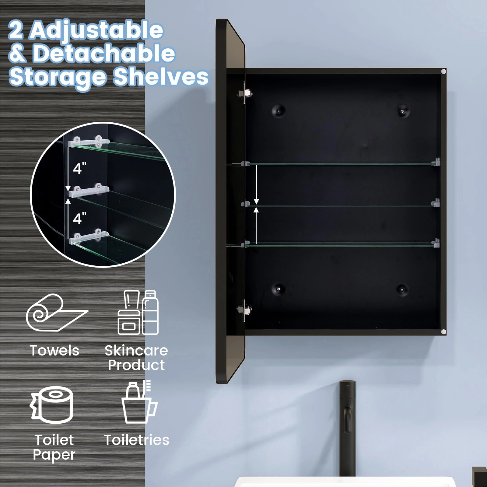 Giantex Medicine Cabinet Mirror, 20x30 Bathroom Cabinet with Beveled Mirror