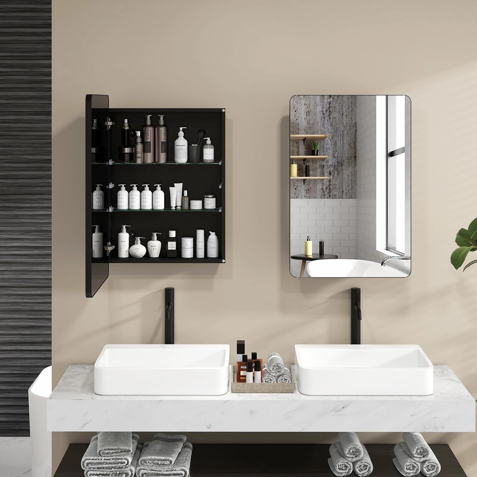 Giantex Medicine Cabinet Mirror, 20x30 Bathroom Cabinet with Beveled Mirror