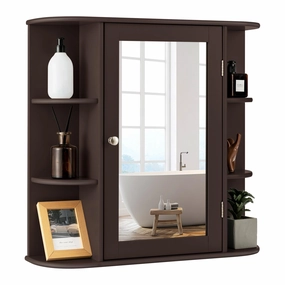 Giantex Medicine Cabinet, Mirror Bathroom Cabinet with Single Door, 3 Adjustable Shelves, Storage Cabinet for Hallway, Living Room bathroom storage cabinet, over toilet storage
