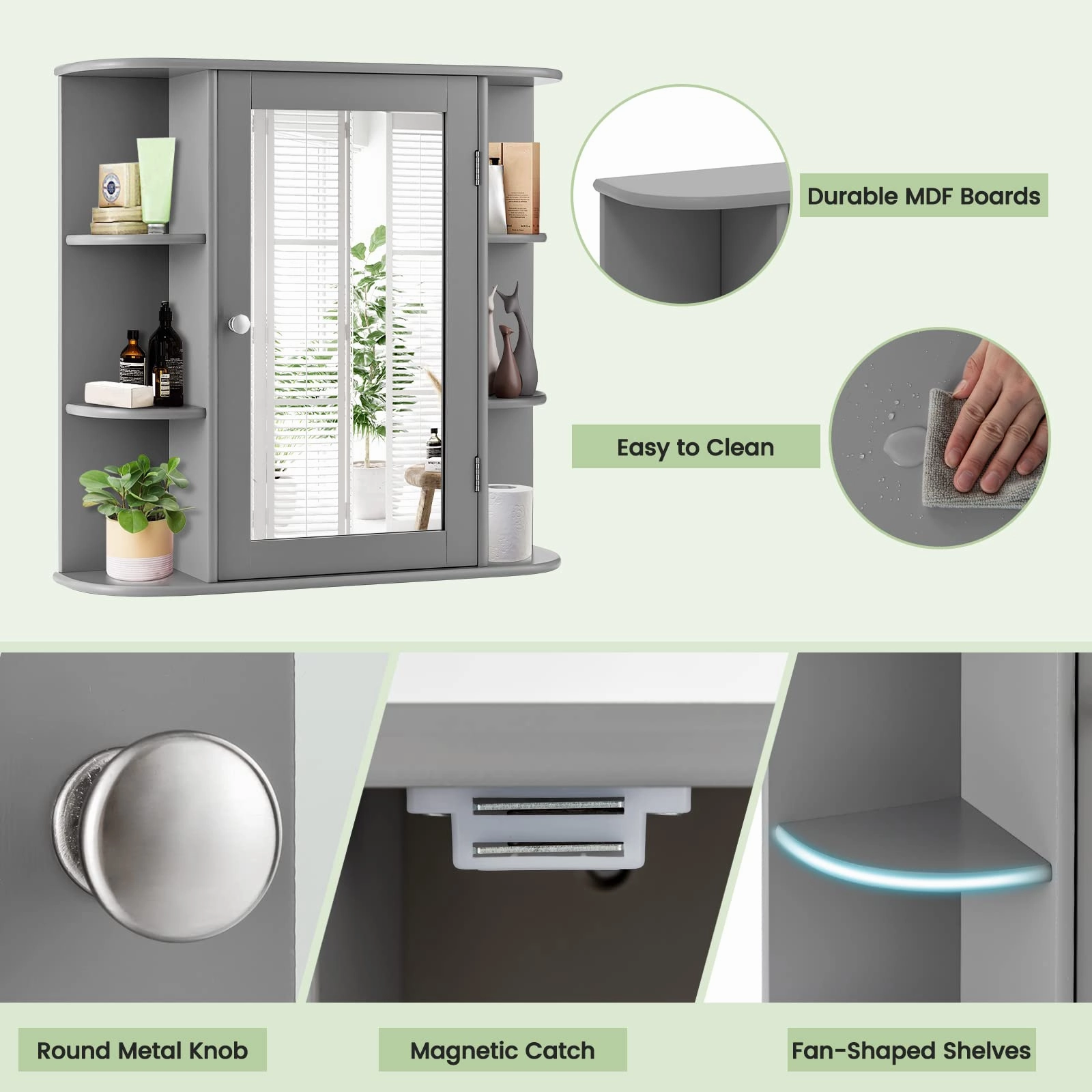 Giantex Mirrored Bathroom Medicine Cabinet - Wall Mounted Bathroom Hanging Cabinet with Single Door