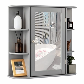 Giantex Mirrored Bathroom Medicine Cabinet - Wall Mounted Bathroom Hanging Cabinet with Single Door bathroom storage cabinet, over toilet storage