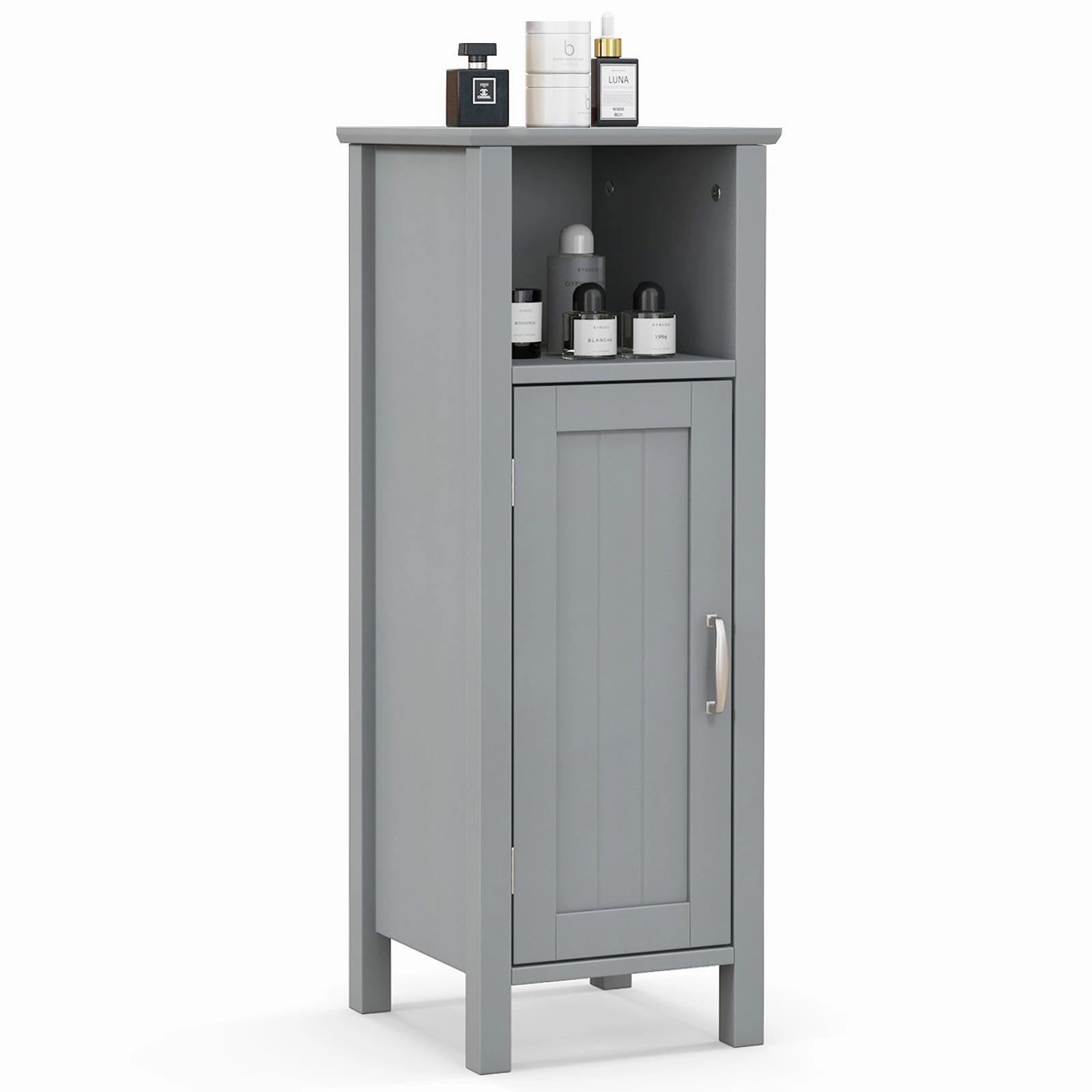 Giantex Narrow Bathroom Storage Cabinet - Corner Unit with Open Compartment, Adjustable Shelf