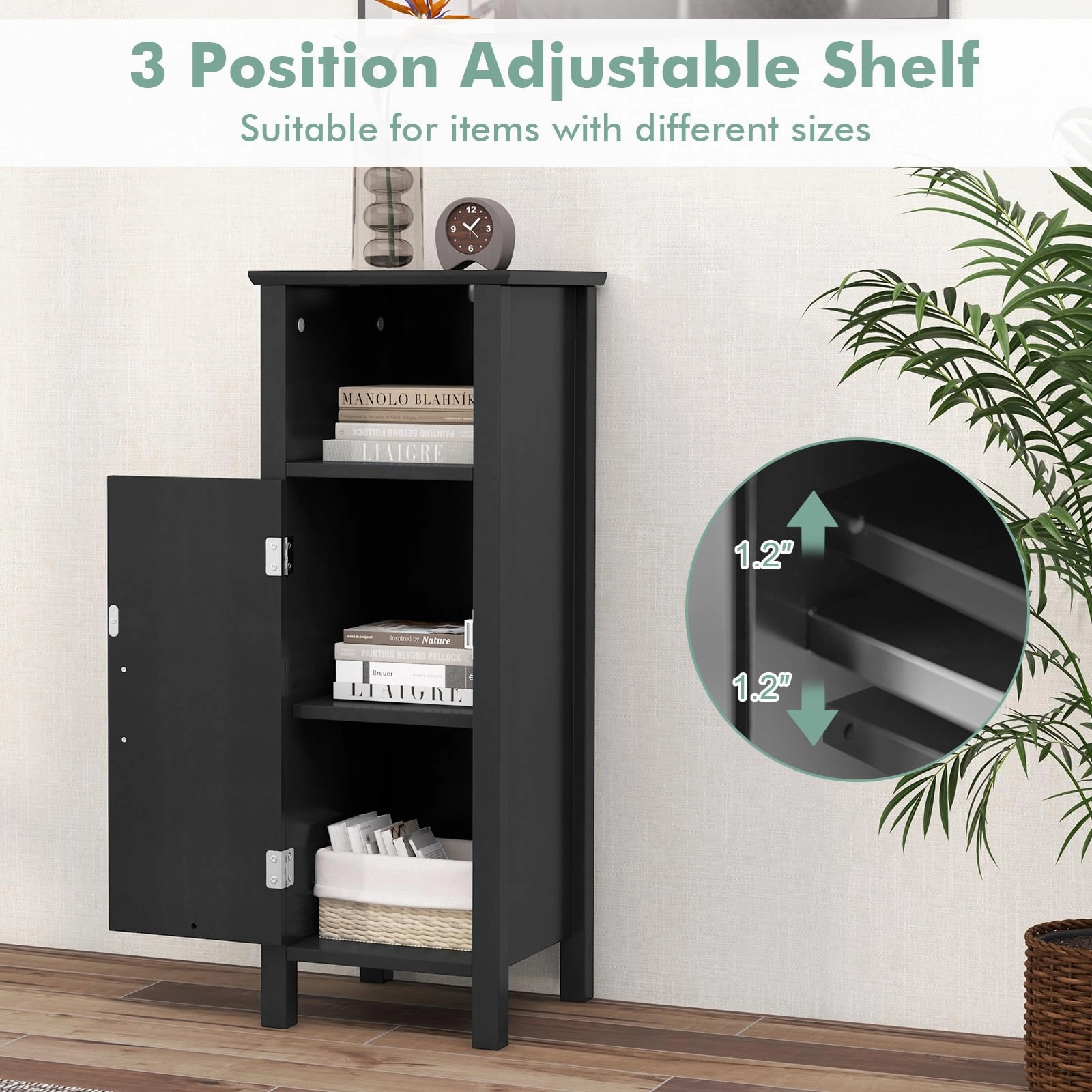Giantex Narrow Bathroom Storage Cabinet - Corner Unit with Open Compartment, Adjustable Shelf
