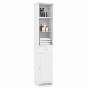Giantex Narrow Floor Storage Cabinet with Adjustable Shelves bathroom storage cabinet, over toilet storage