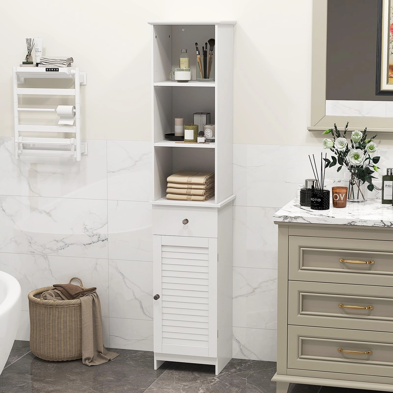 Giantex Narrow Floor Storage Cabinet with Adjustable Shelves