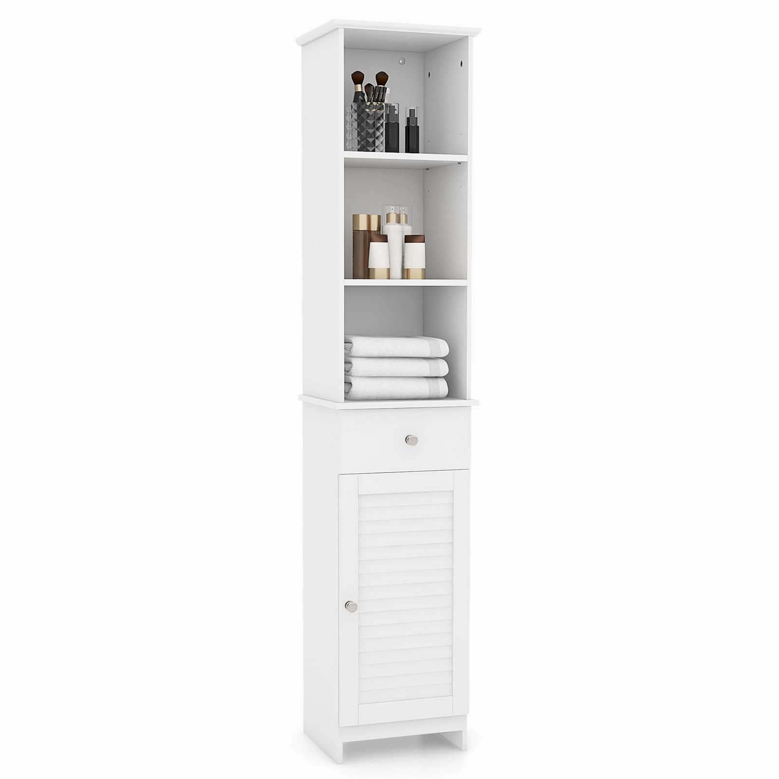 Giantex Narrow Floor Storage Cabinet with Adjustable Shelves bathroom storage cabinet, over toilet storage