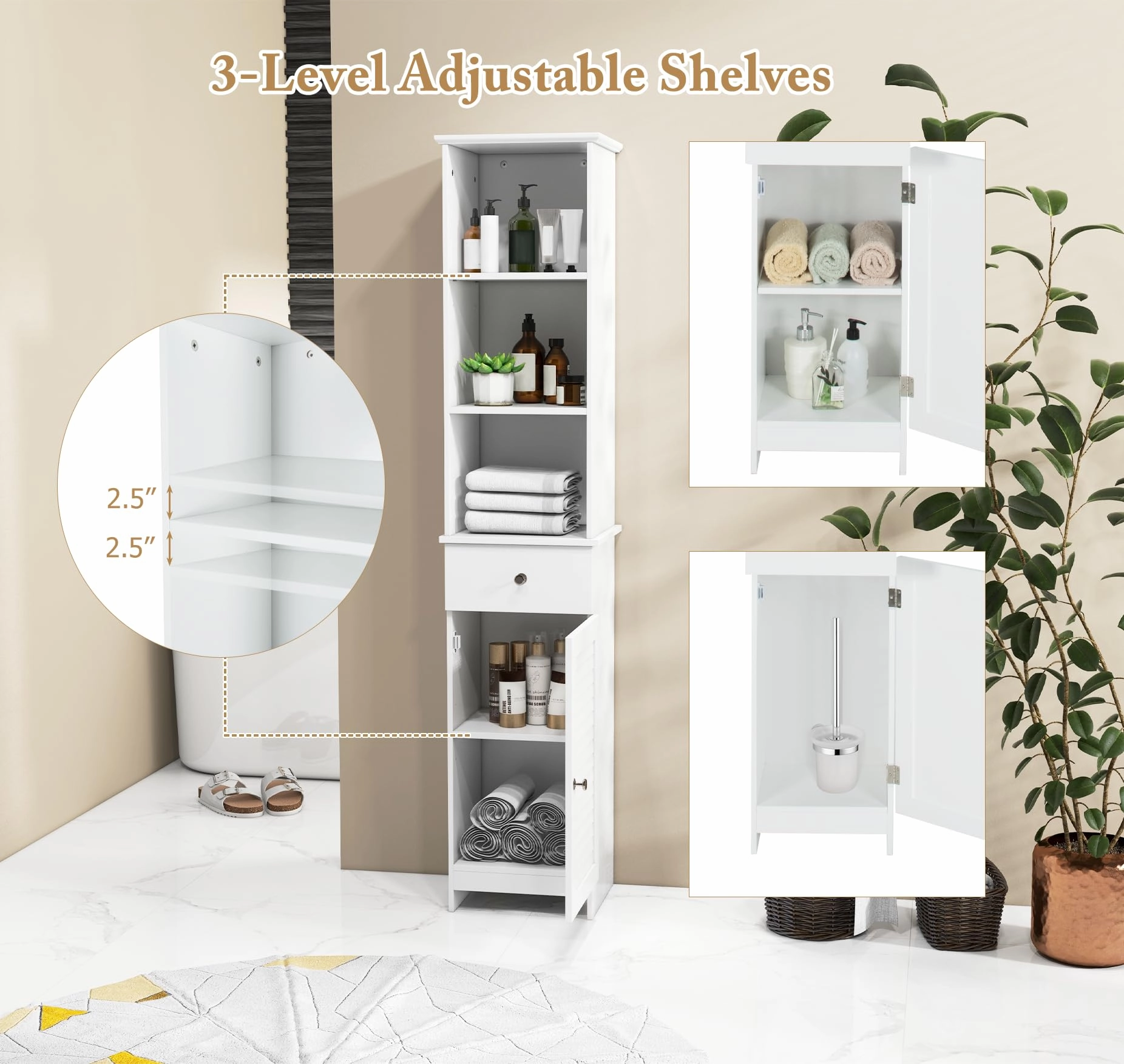 Giantex Narrow Floor Storage Cabinet with Adjustable Shelves