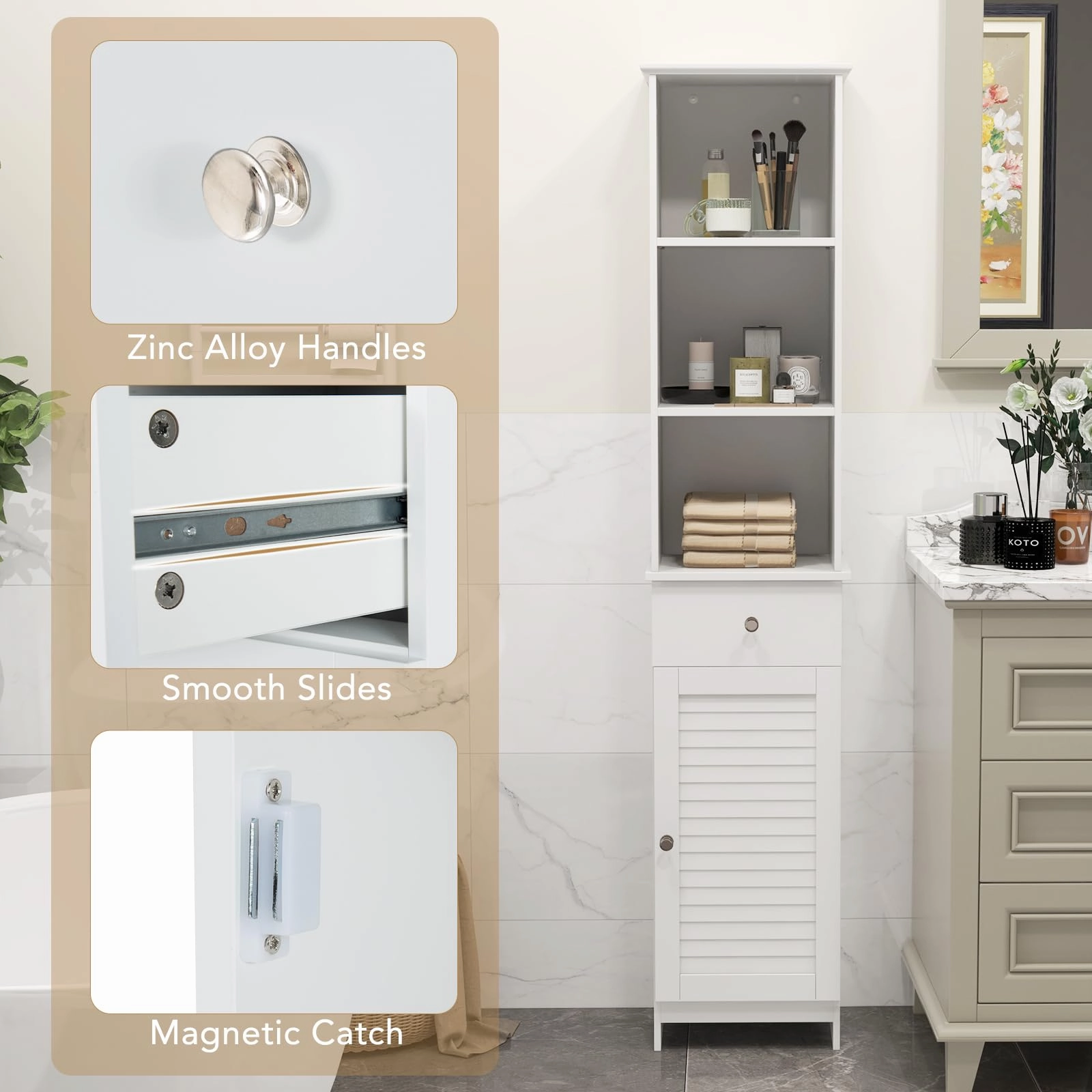 Giantex Narrow Floor Storage Cabinet with Adjustable Shelves